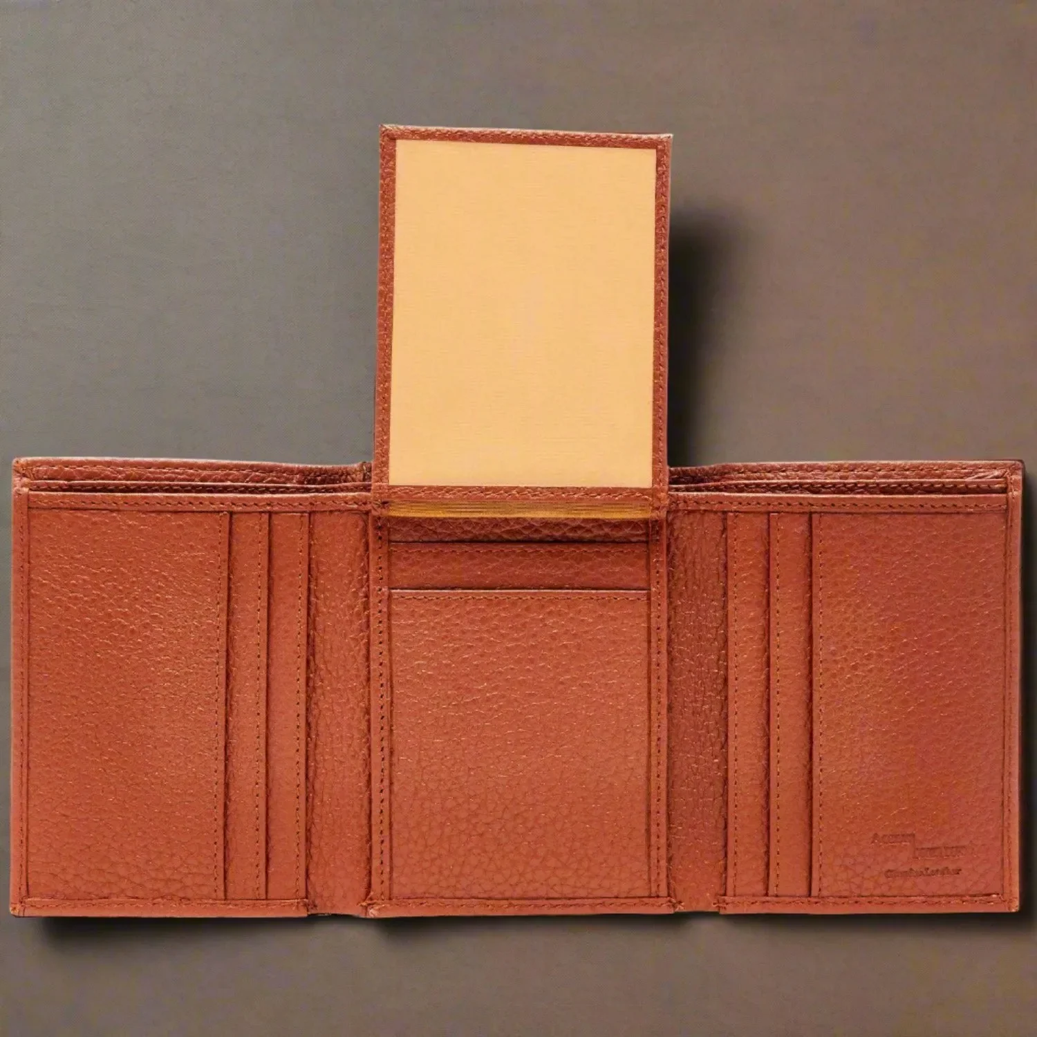 Leather Trifold RFID Wallet with Flip-Up ID - Image 2