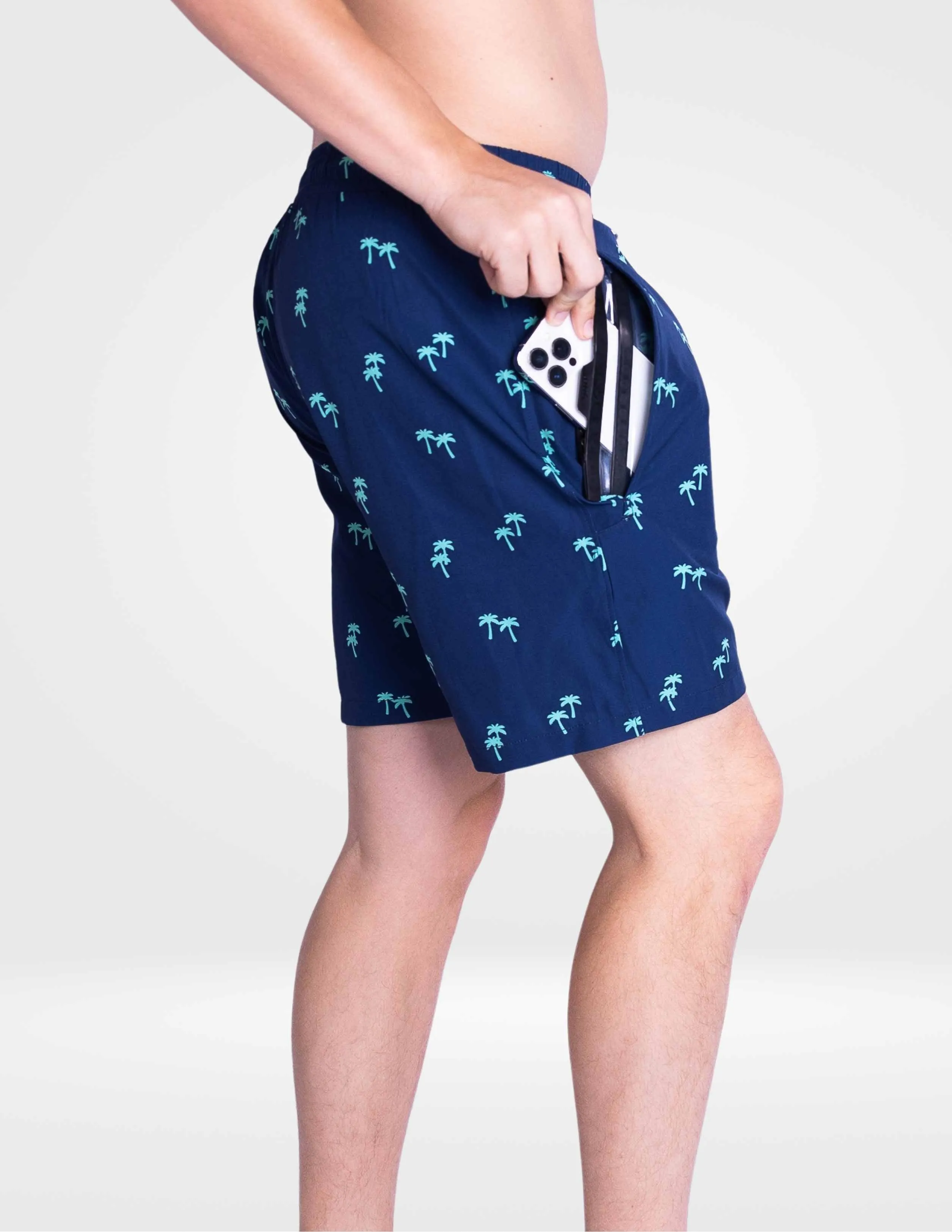Tropical Trees - Waterproof Swim Shorts With A Waterproof Pocket - Image 3
