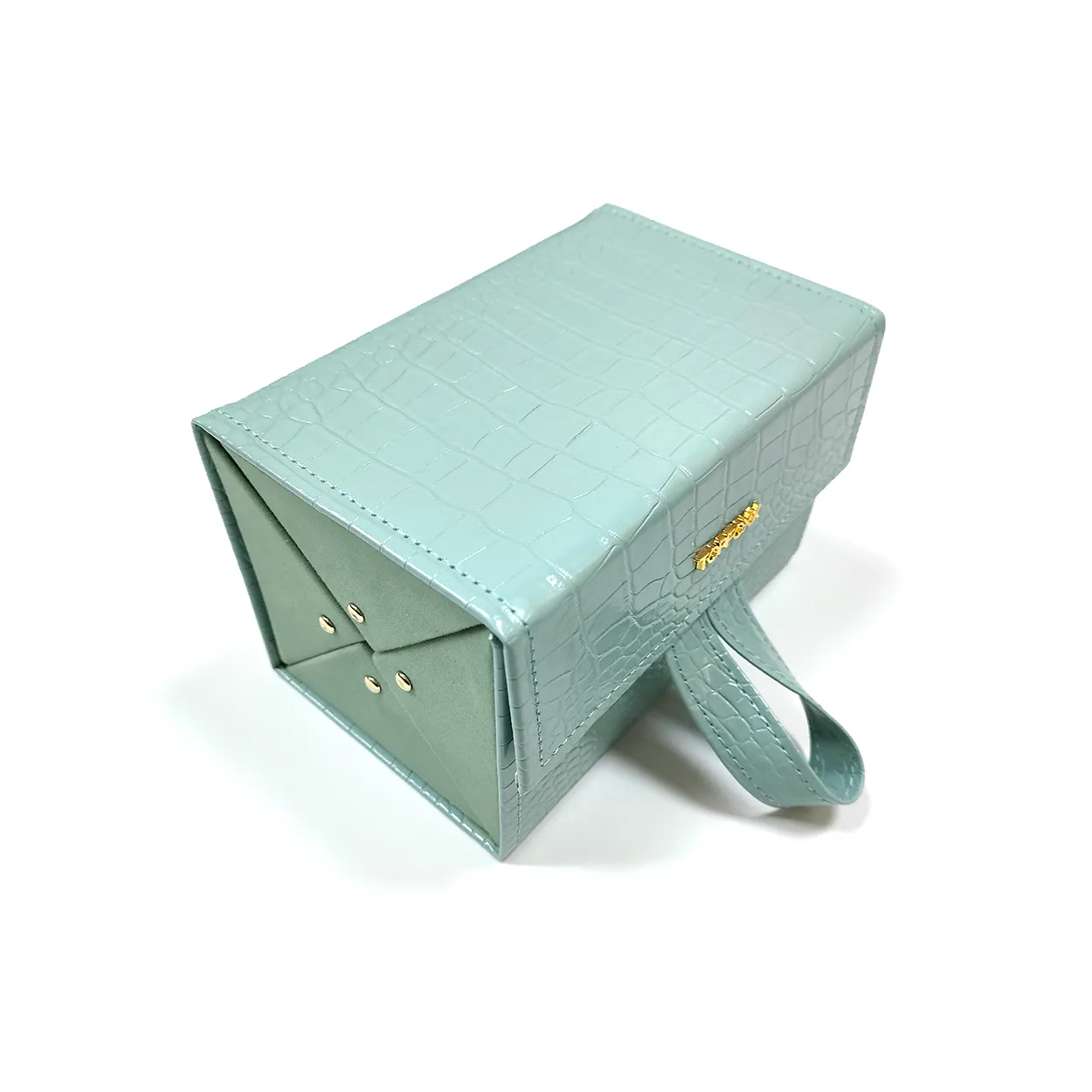 Turquoise Faux Croco Travel Case - Image 2