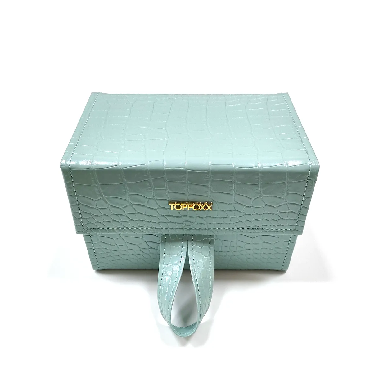 Turquoise Faux Croco Travel Case - Image 3