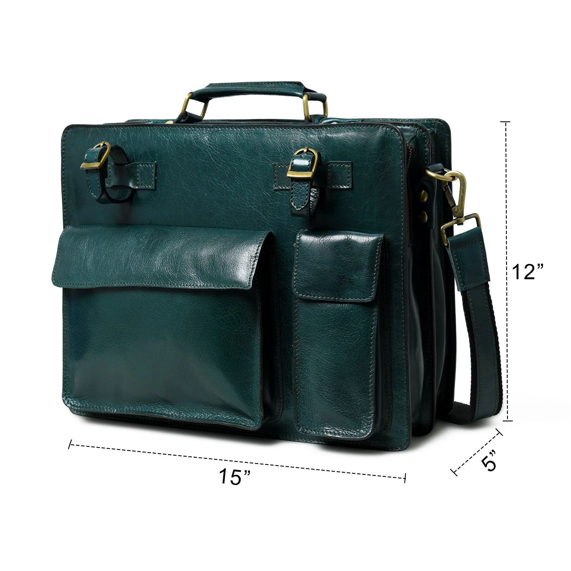 Tuscany Italian Leather Briefcase, Green - Image 11