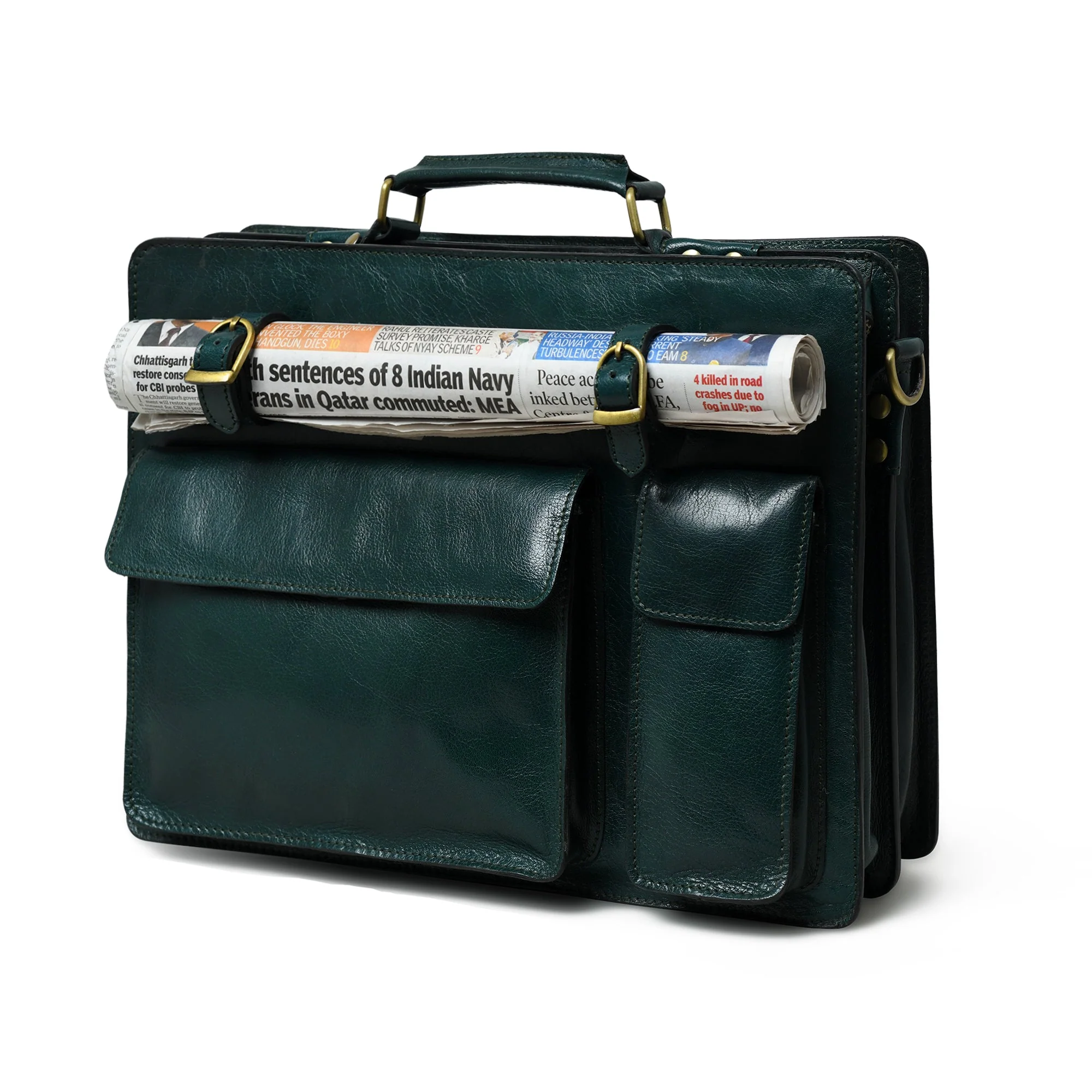 Tuscany Italian Leather Briefcase, Green - Image 2