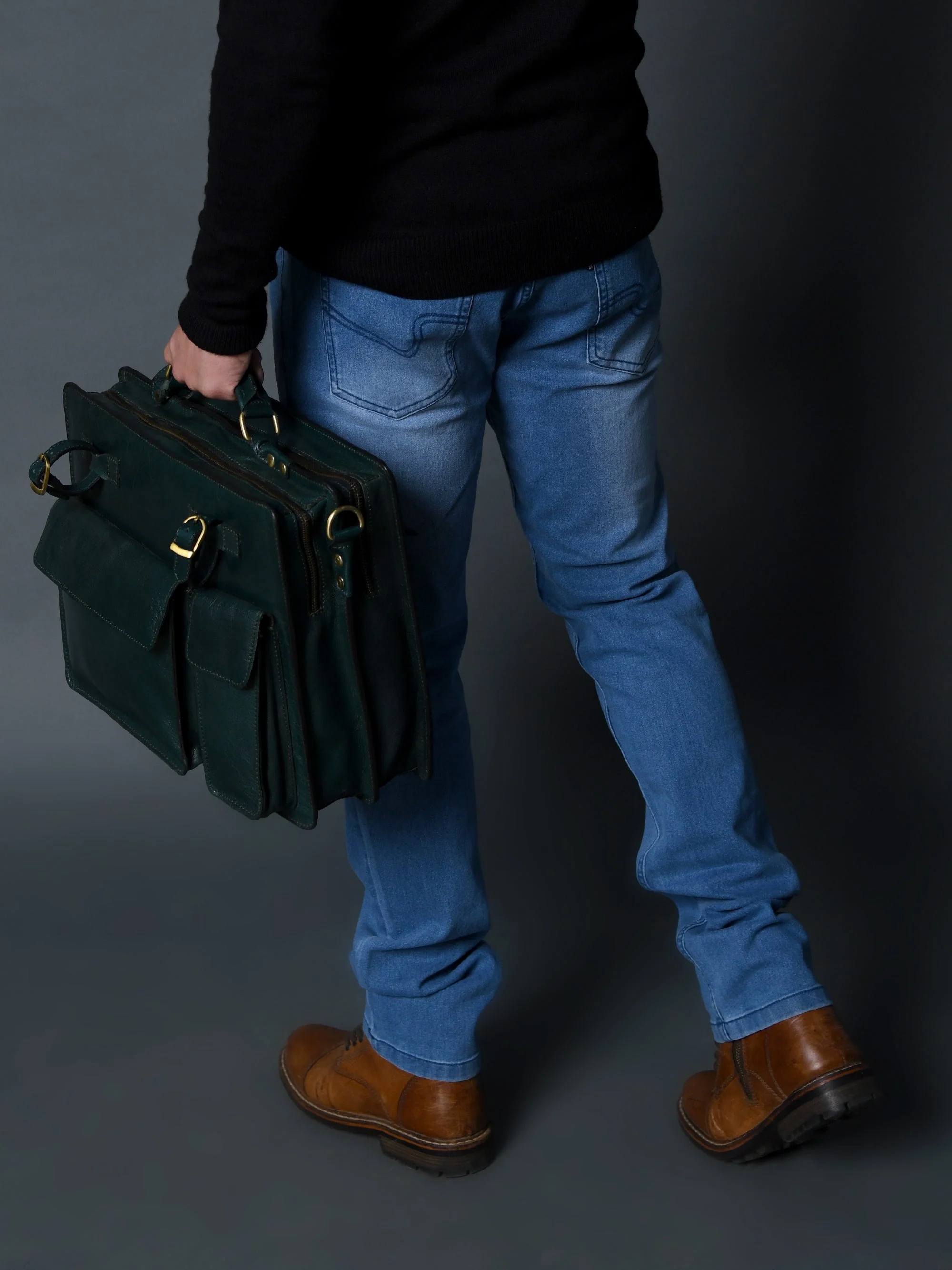 Tuscany Italian Leather Briefcase, Green - Image 5