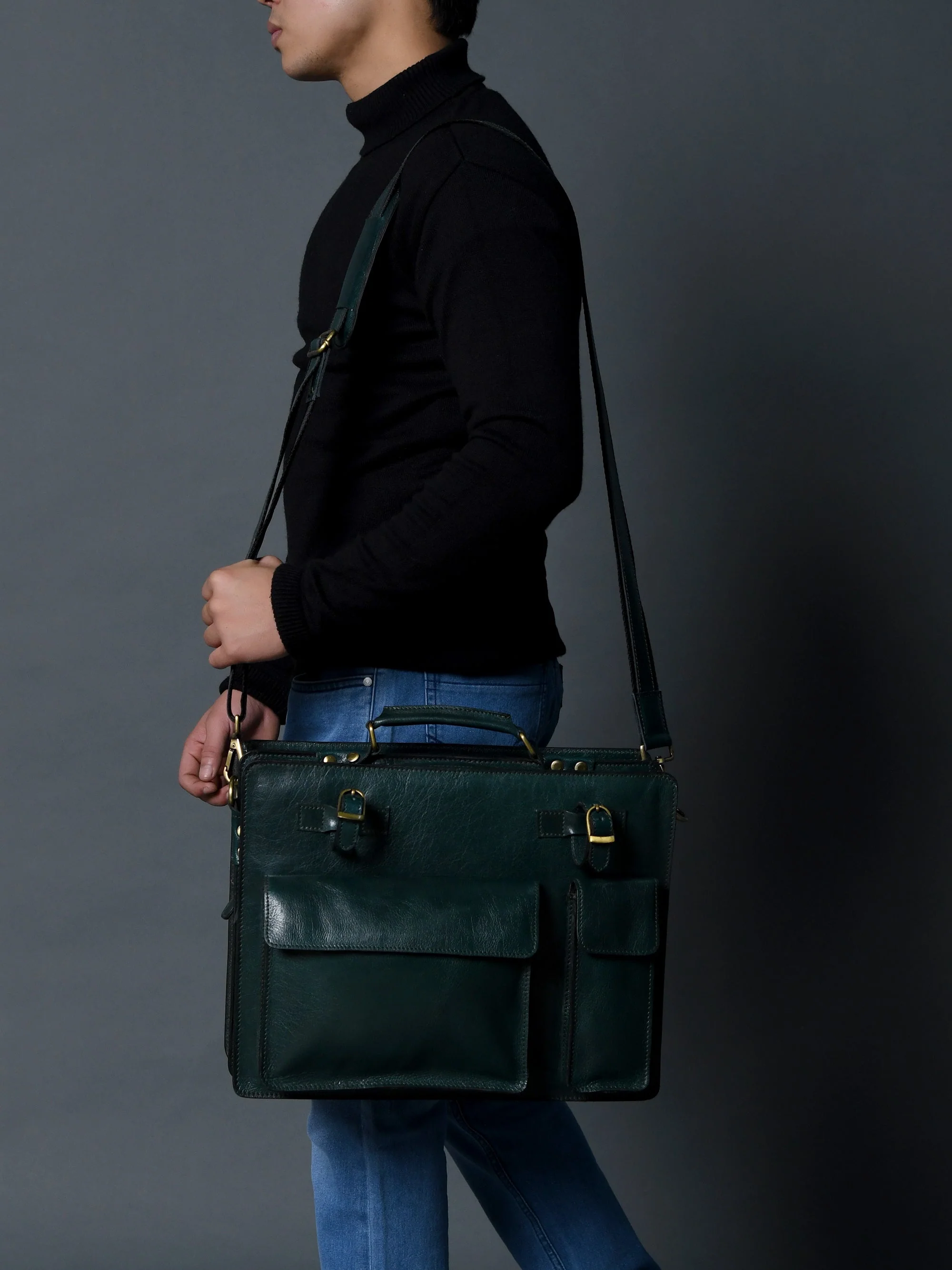 Tuscany Italian Leather Briefcase, Green - Image 7
