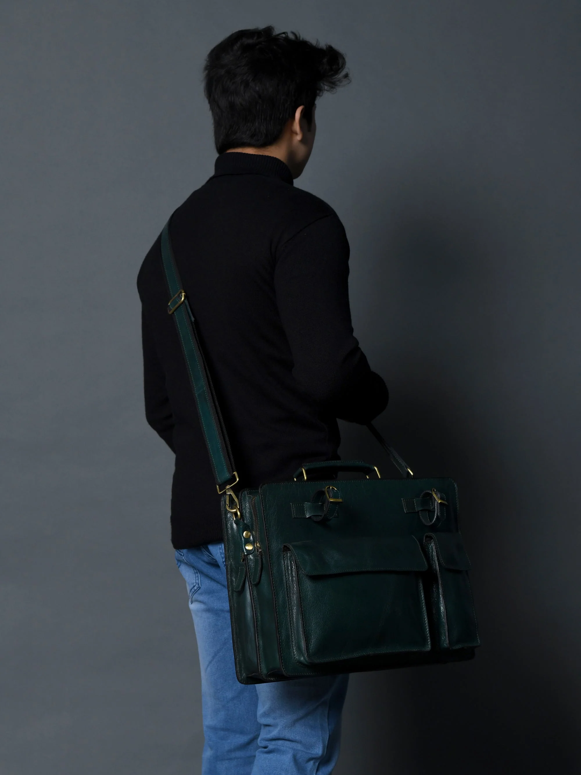 Tuscany Italian Leather Briefcase, Green - Image 8