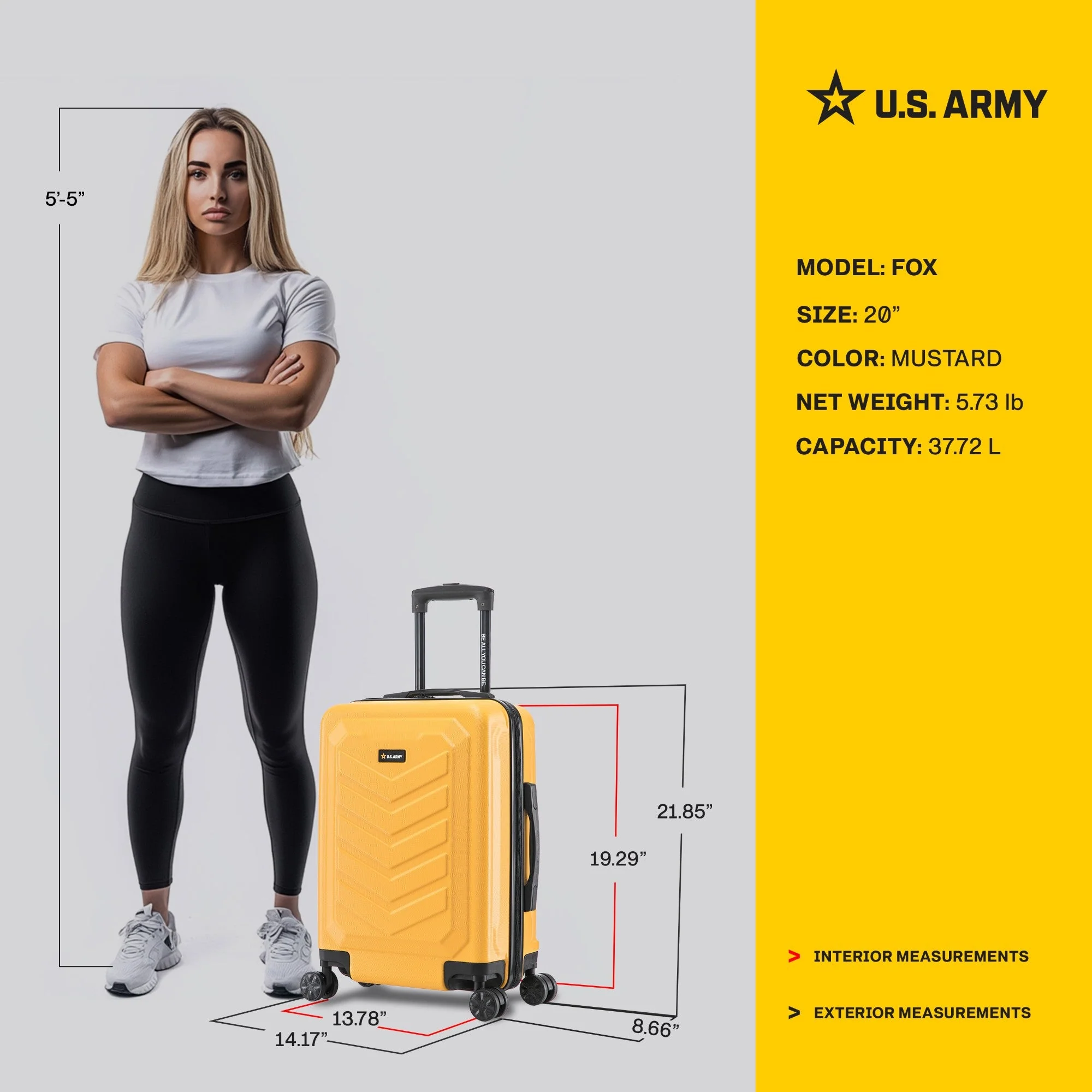 U.S. ARMY FOX 20" Carry-On Suitcase - Image 31