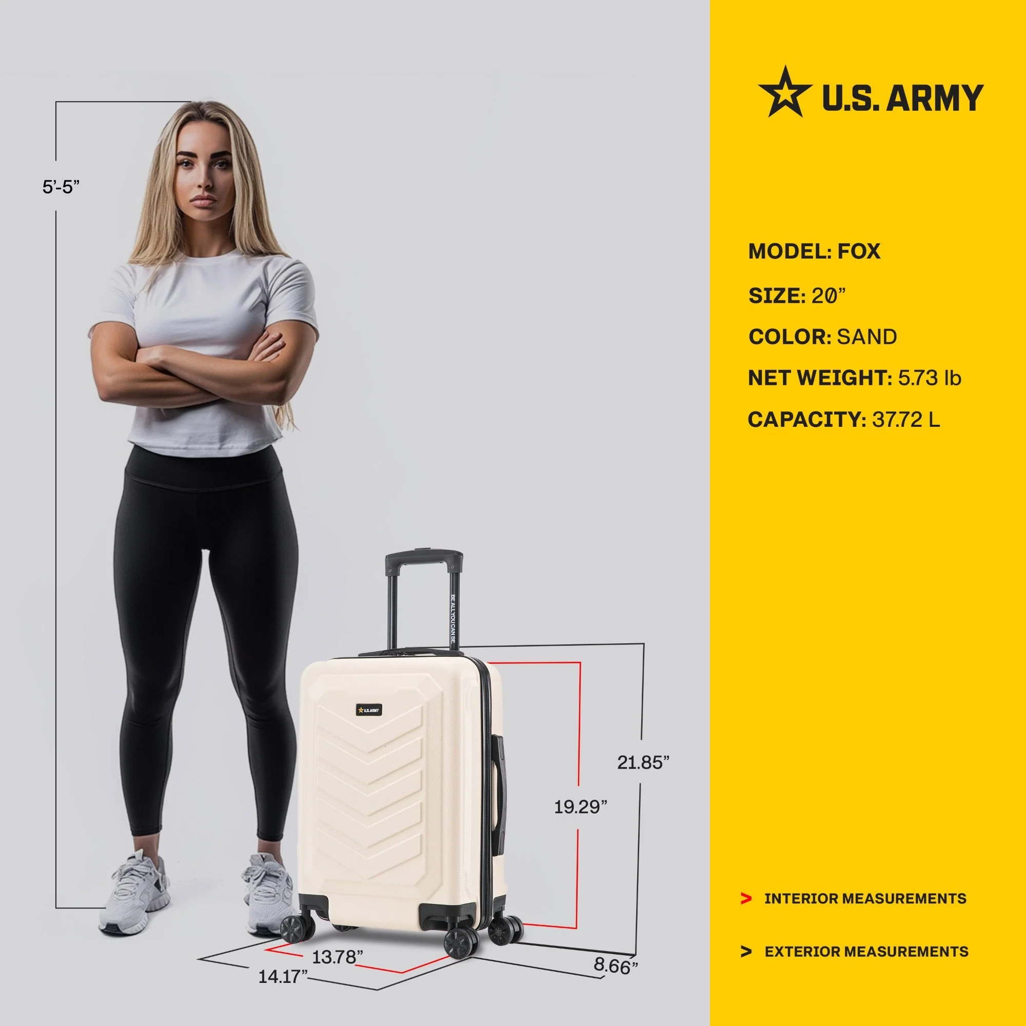 U.S. ARMY FOX 20" Carry-On Suitcase - Image 40