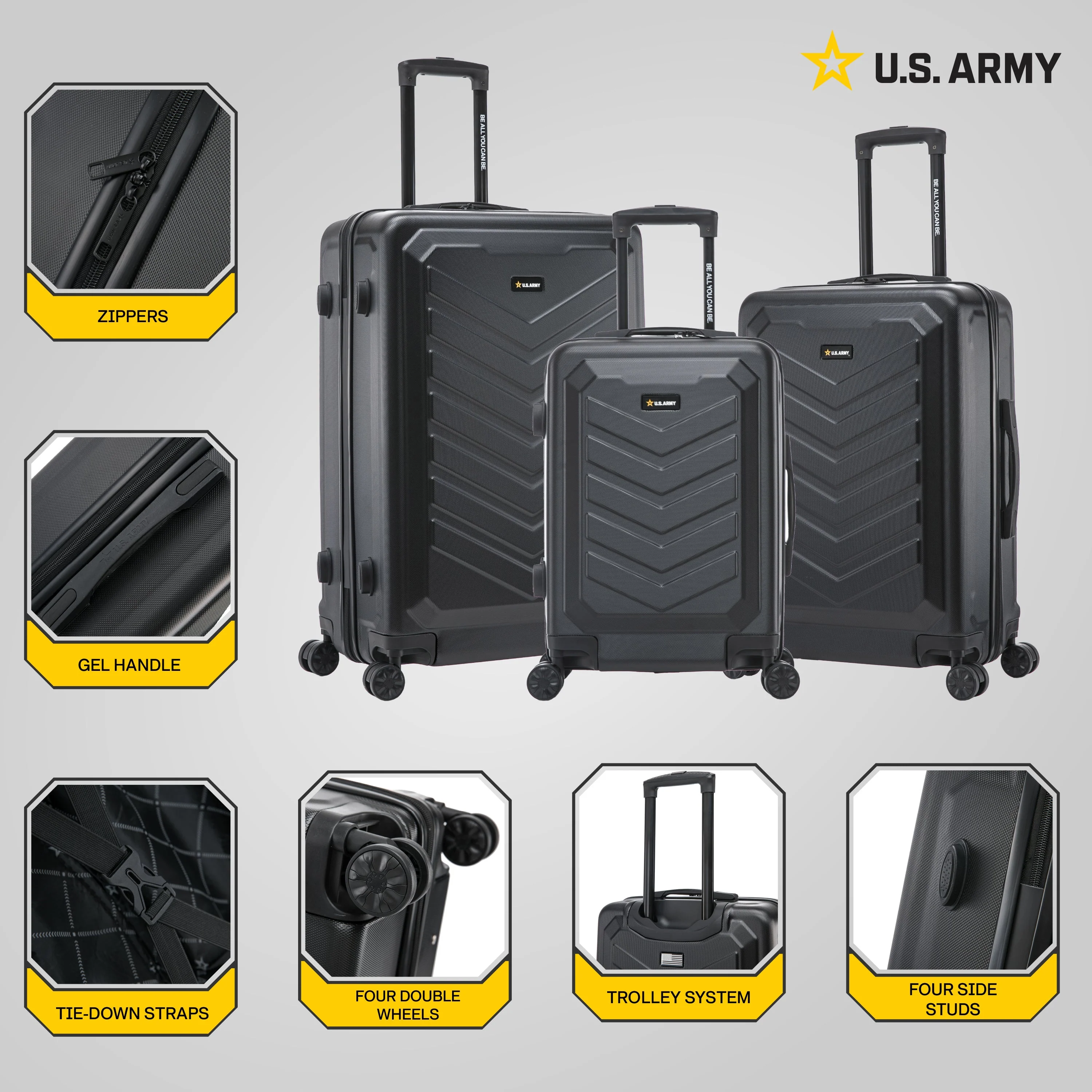 U.S. ARMY FOX 3-Piece Luggage Set 20”/24”/28” - Image 11