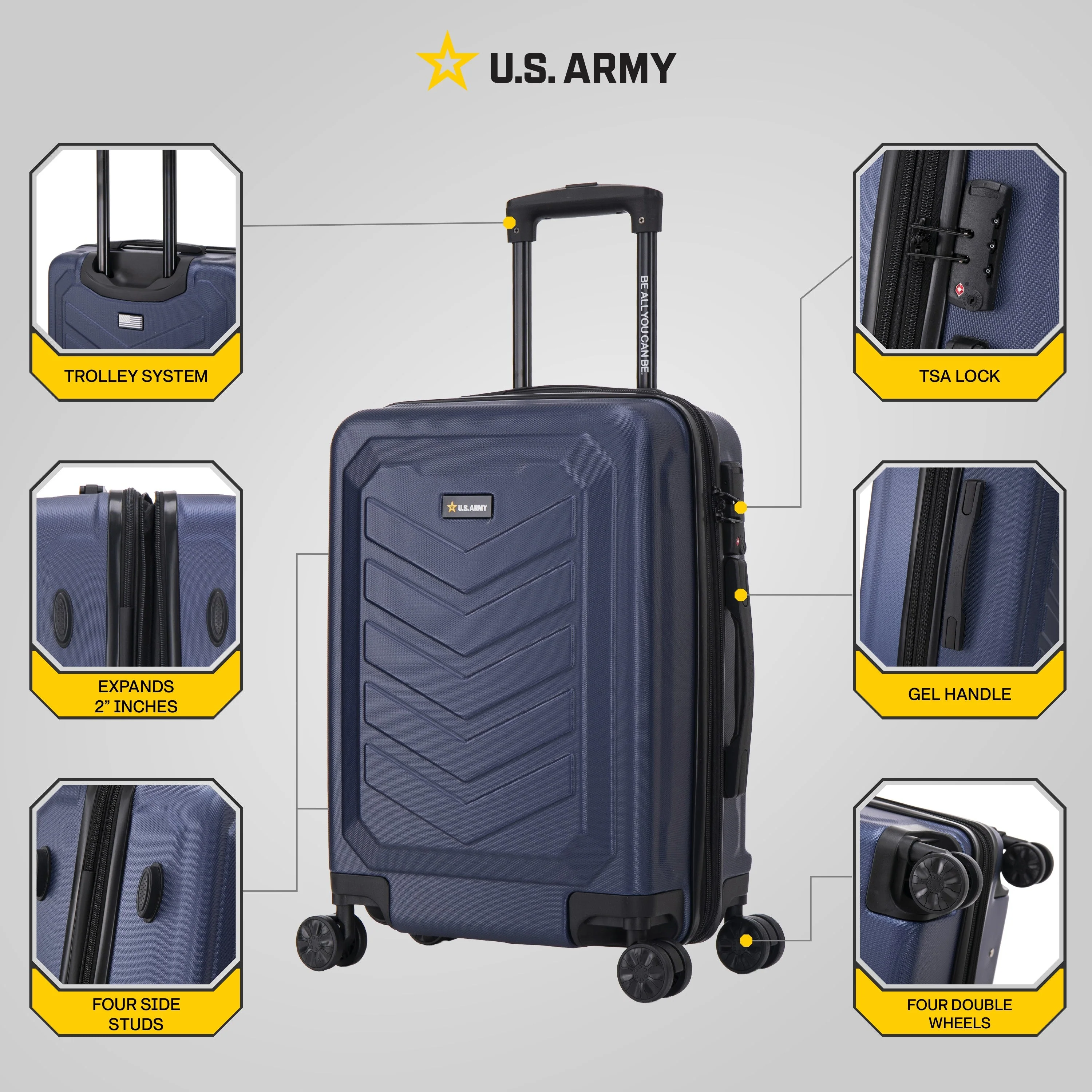 U.S. ARMY FOX PRO 20" Expandable Carry-On Suitcase with TSA Lock - Image 19