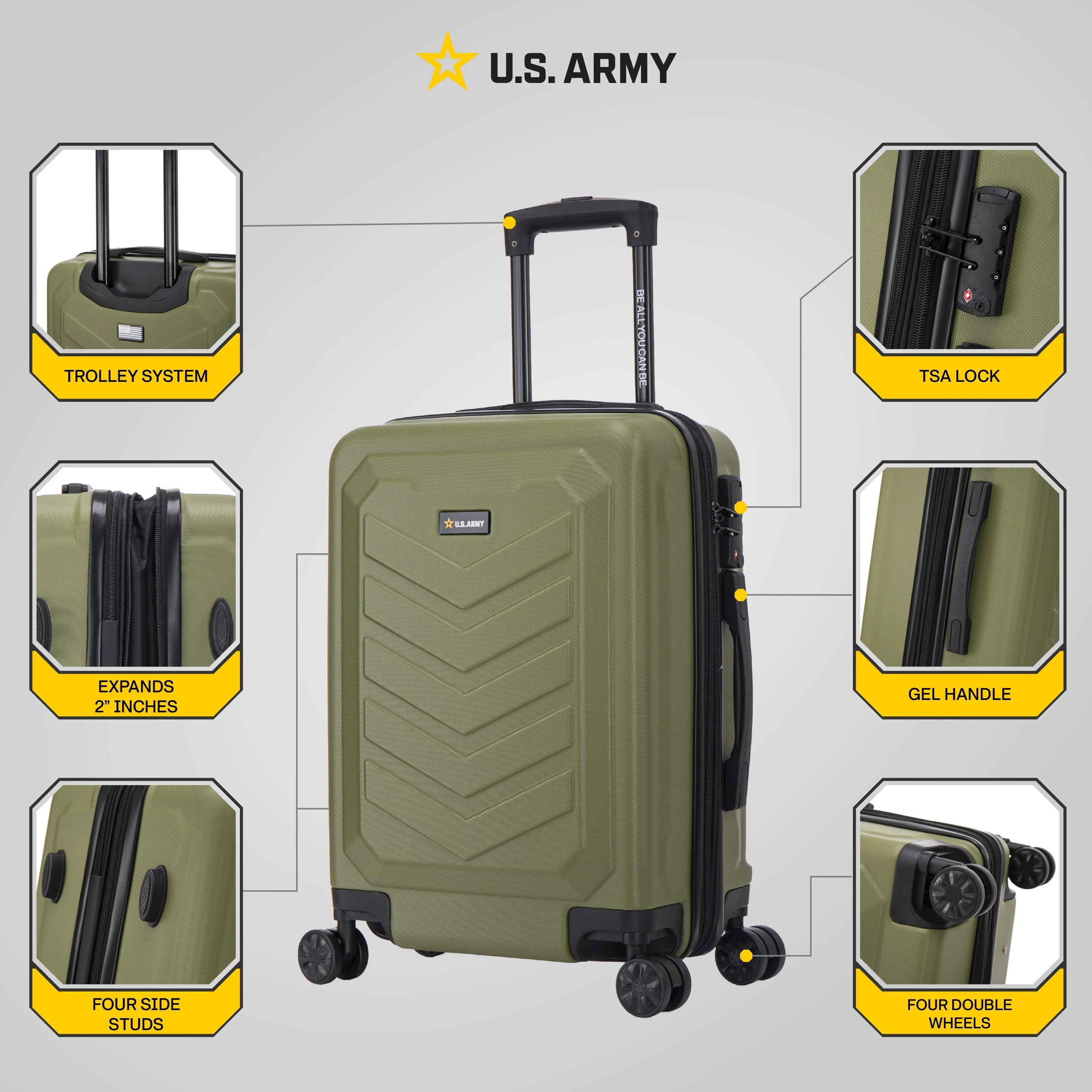 U.S. ARMY FOX PRO 20" Expandable Carry-On Suitcase with TSA Lock - Image 3