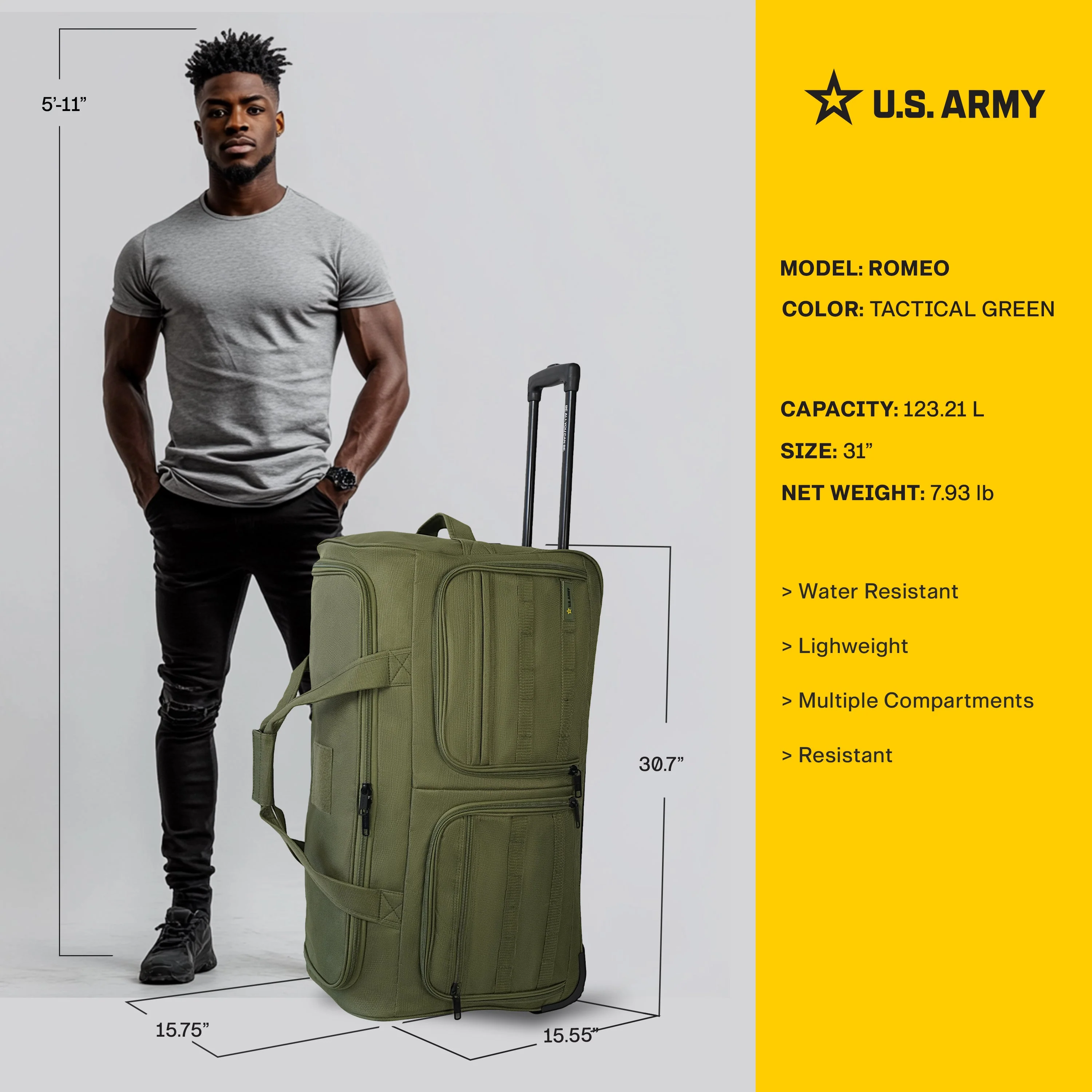 U.S. Army ROMEO 31-inch Tactical Rolling Duffel - Image 13