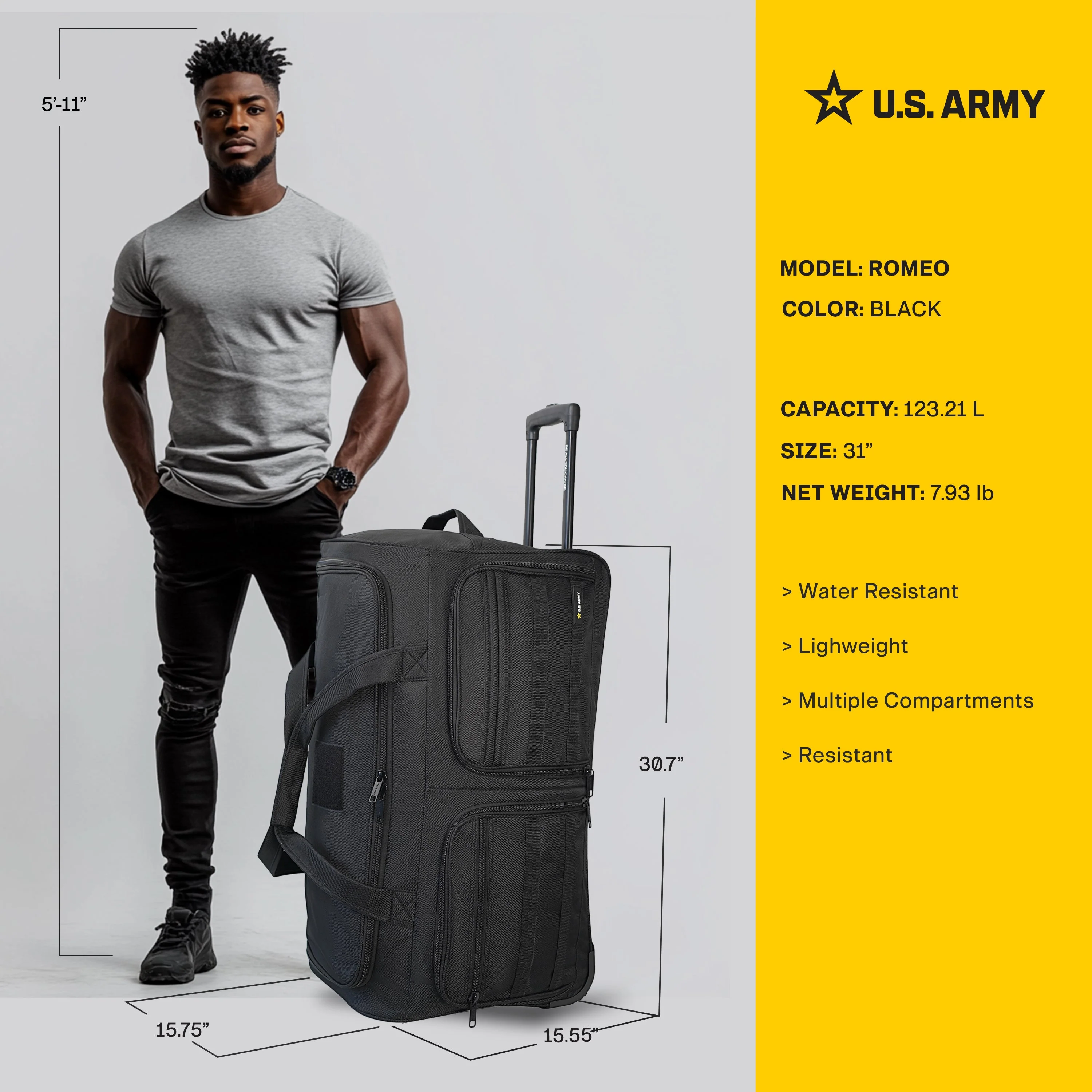 U.S. Army ROMEO 31-inch Tactical Rolling Duffel - Image 4