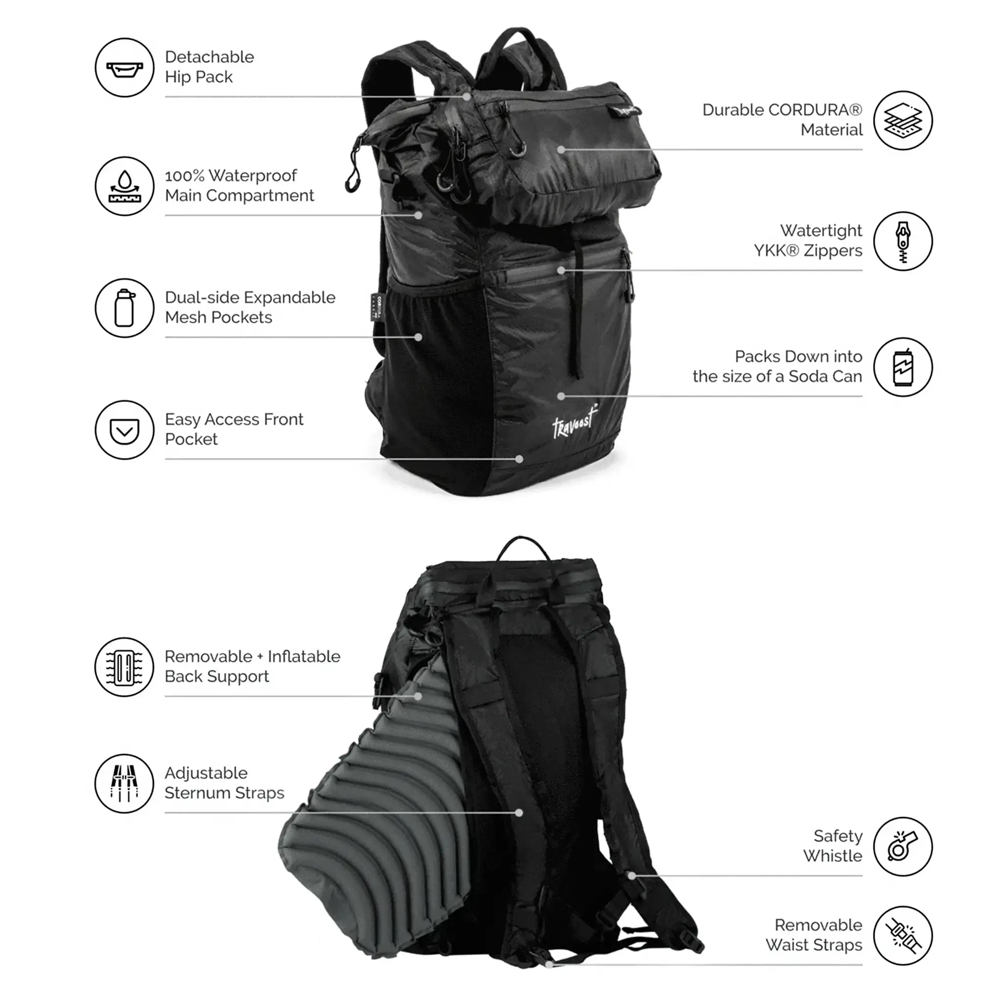Ultima 22 Foldable Backpack with Detachable Hip Pack - Image 3