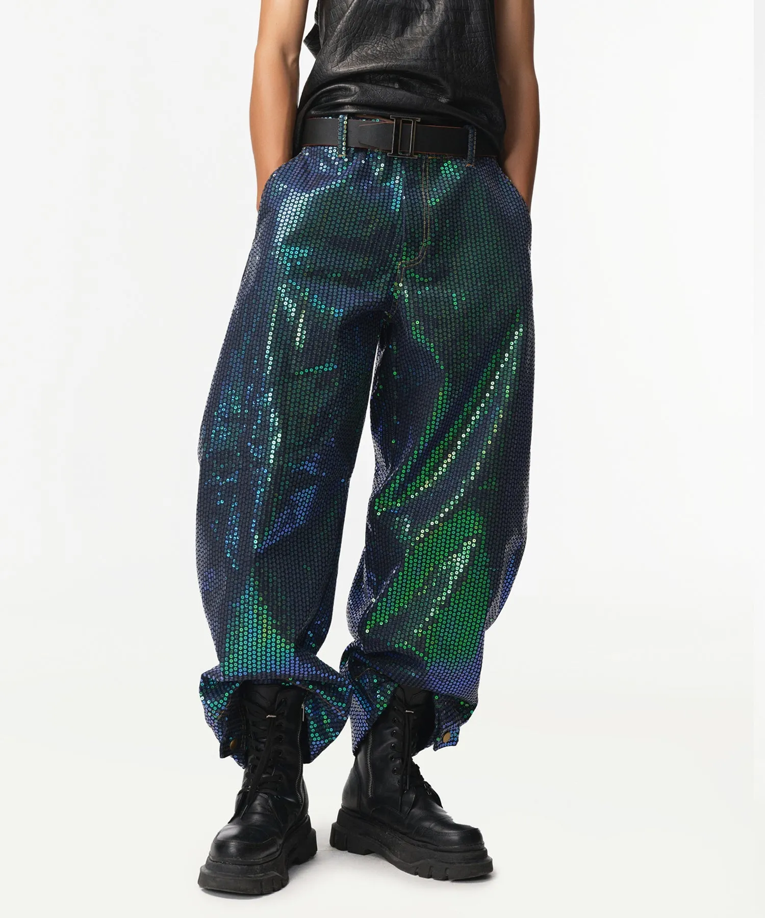 Unisex Matrix Sequin Horseshoe Jeans - Image 2