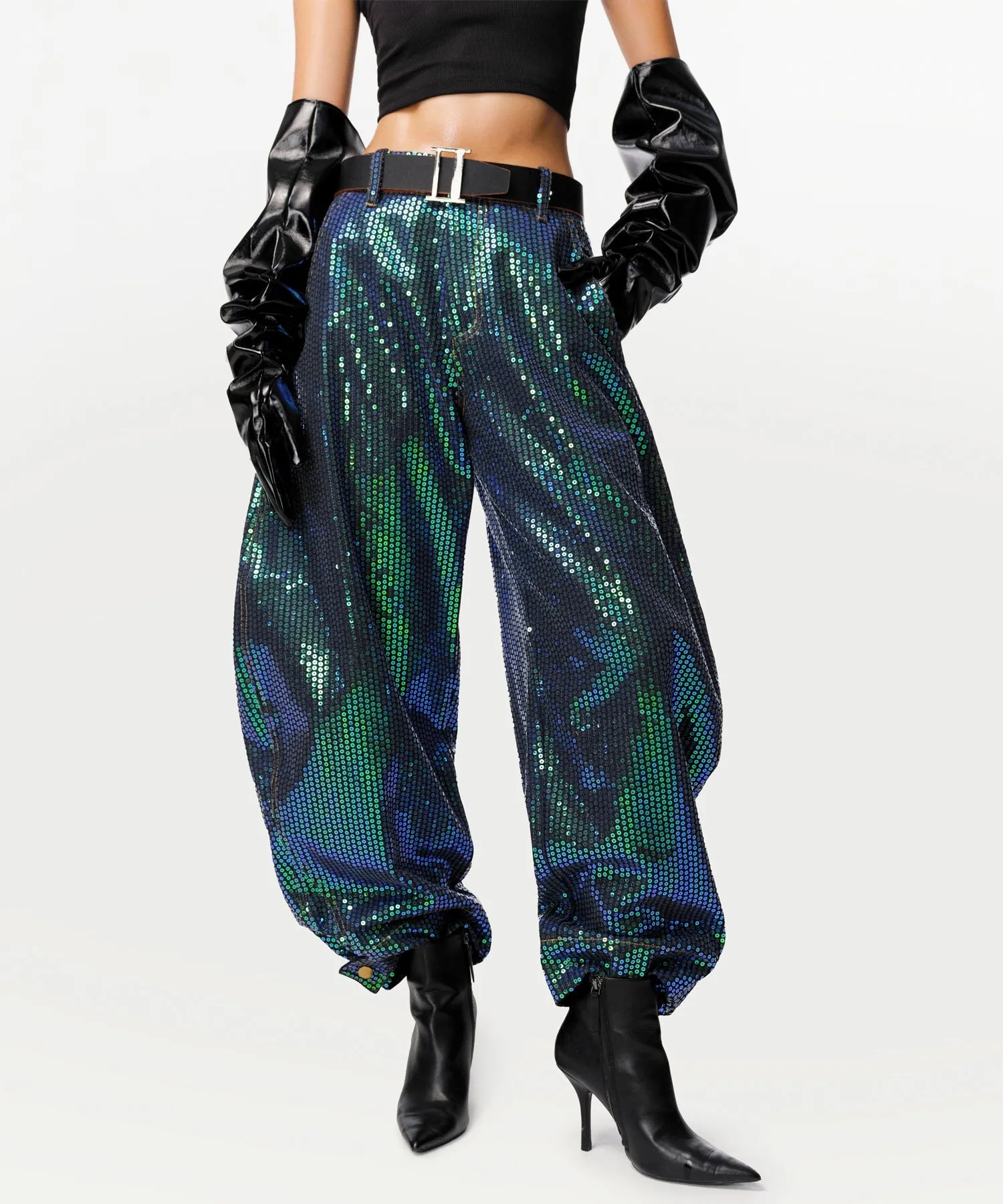 Unisex Matrix Sequin Horseshoe Jeans - Image 5