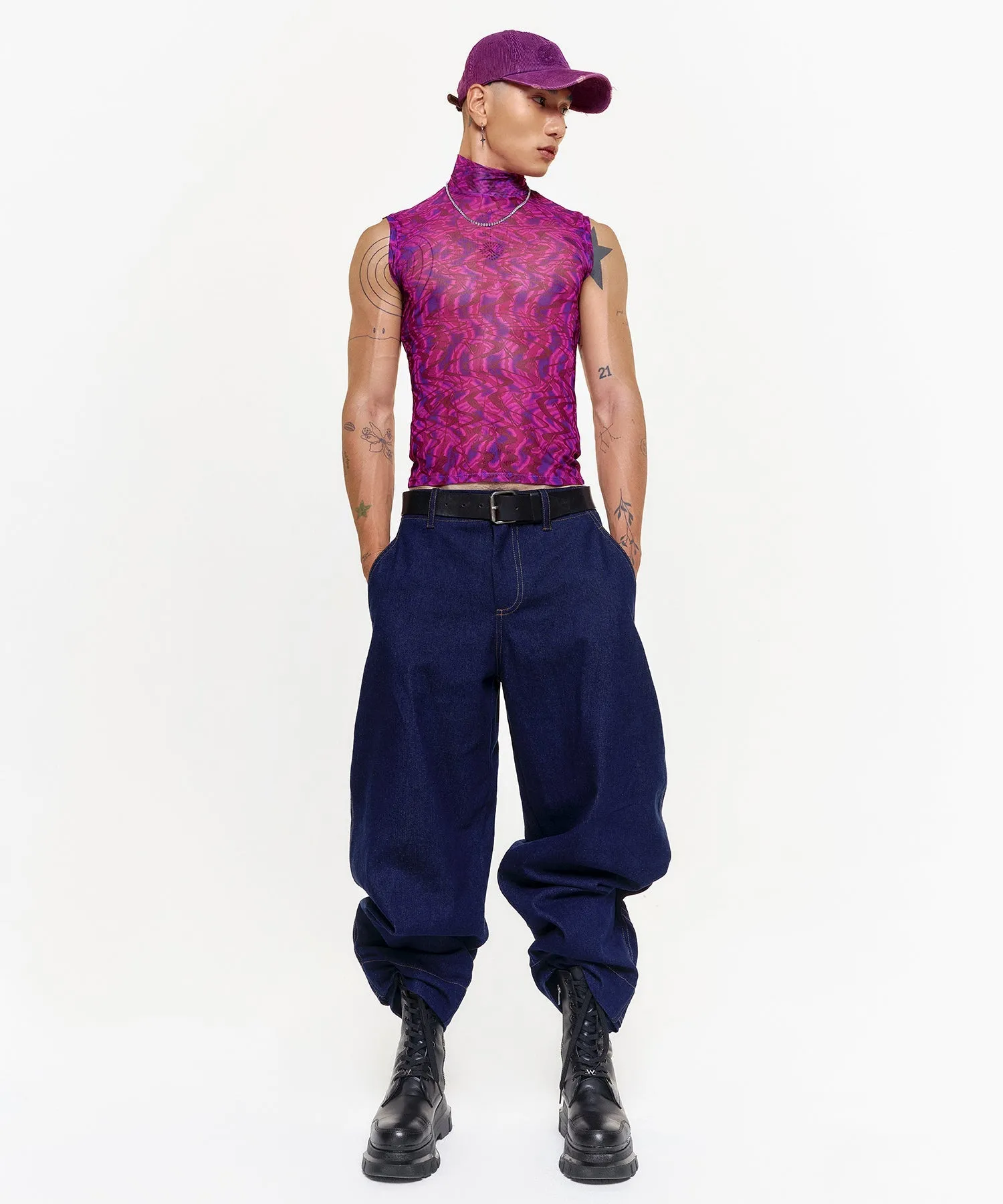 Unisex Sleeveless Psychedelic Mesh Shirt - Image 3