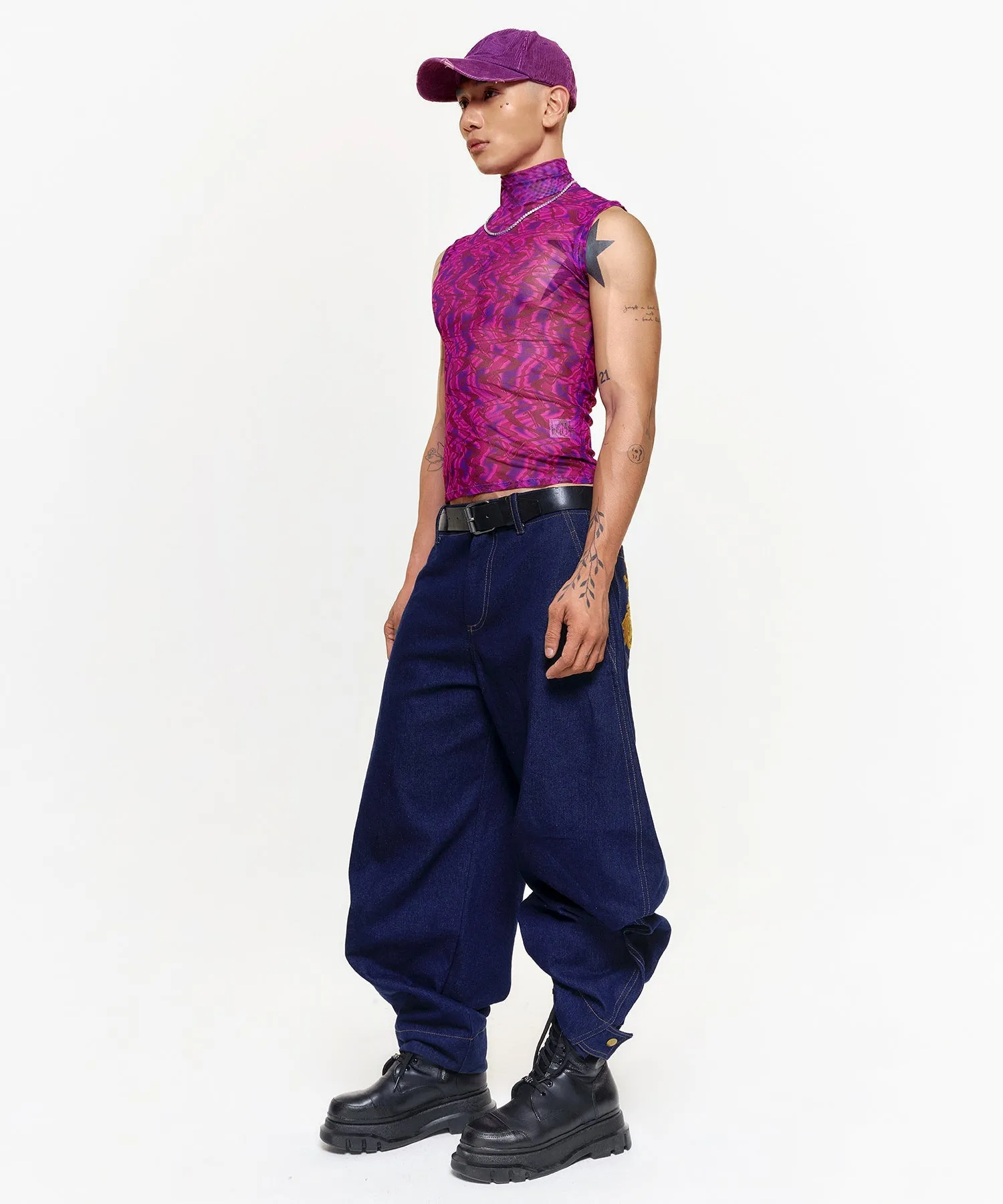 Unisex Sleeveless Psychedelic Mesh Shirt - Image 4