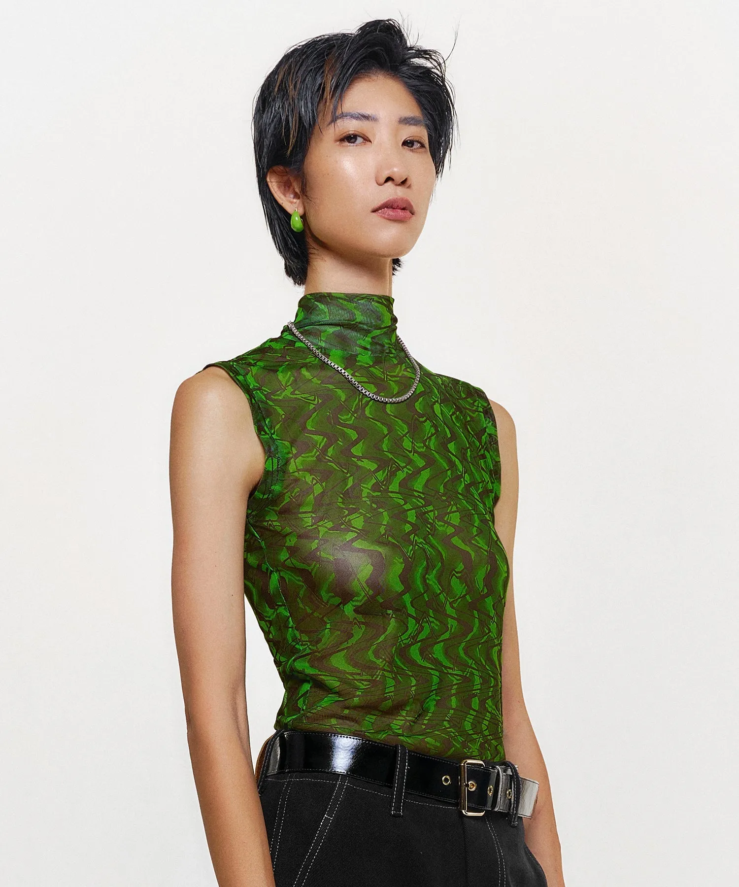 Unisex Sleeveless Psychedelic Mesh Shirt - Image 5