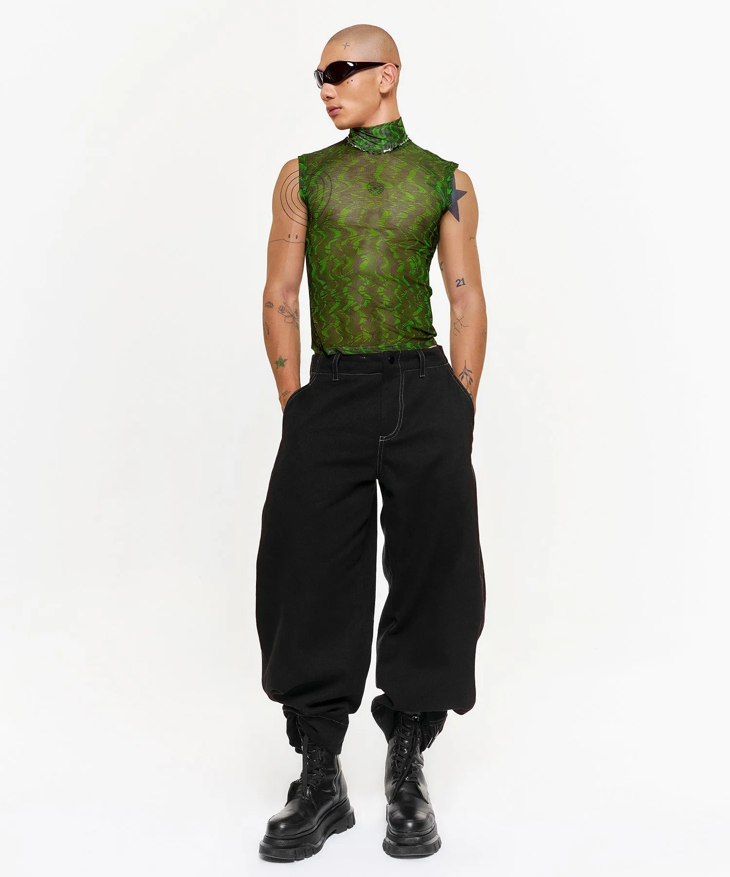 Unisex Sleeveless Psychedelic Mesh Shirt - Image 6