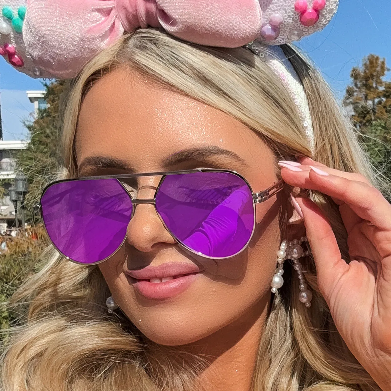 Untangled x Emily- Tangle Free - Mirrored Purple Aviator Sunglasses - Image 2