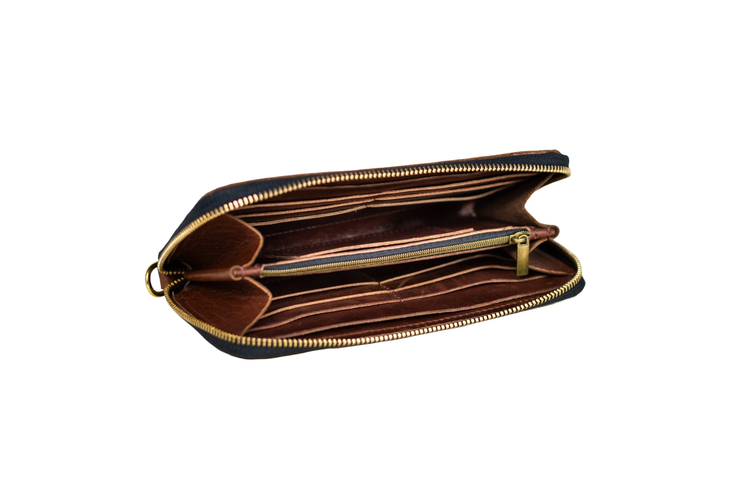 Urban Zipper Wallet – Full-Grain Leather Organizer with Wristlet - Image 4