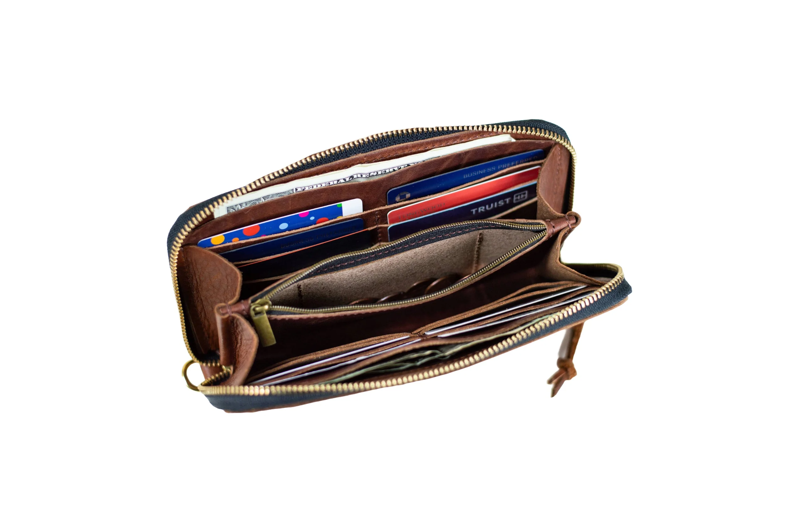 Urban Zipper Wallet – Full-Grain Leather Organizer with Wristlet - Image 5
