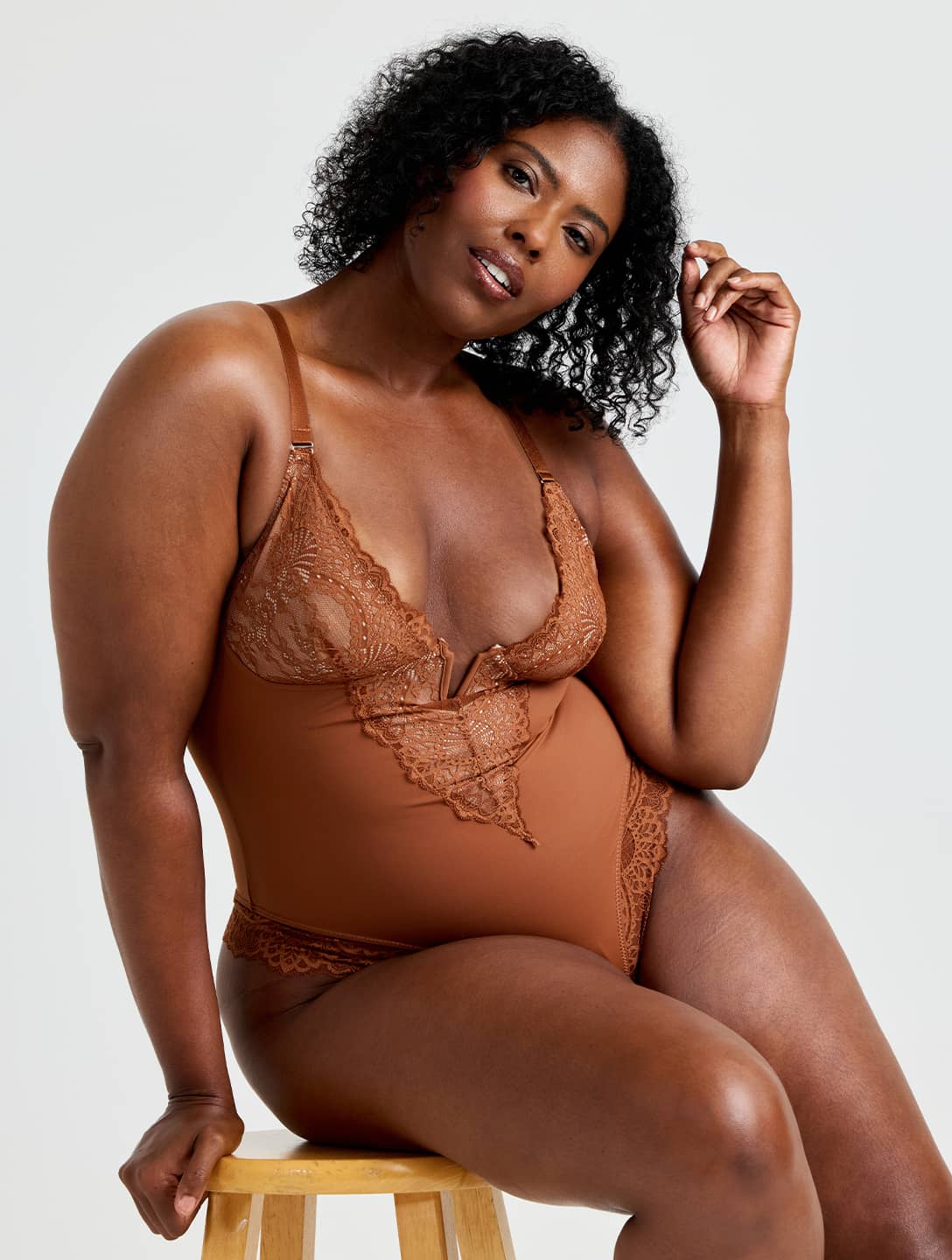 V-Neck Half Laced Bodysuit - Image 11