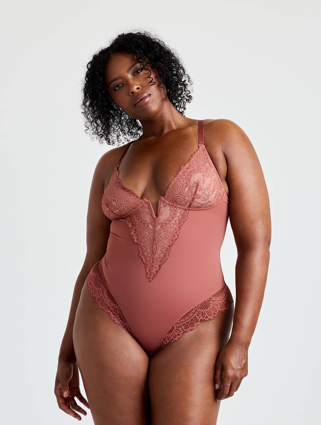 V-Neck Half Laced Bodysuit - Image 14