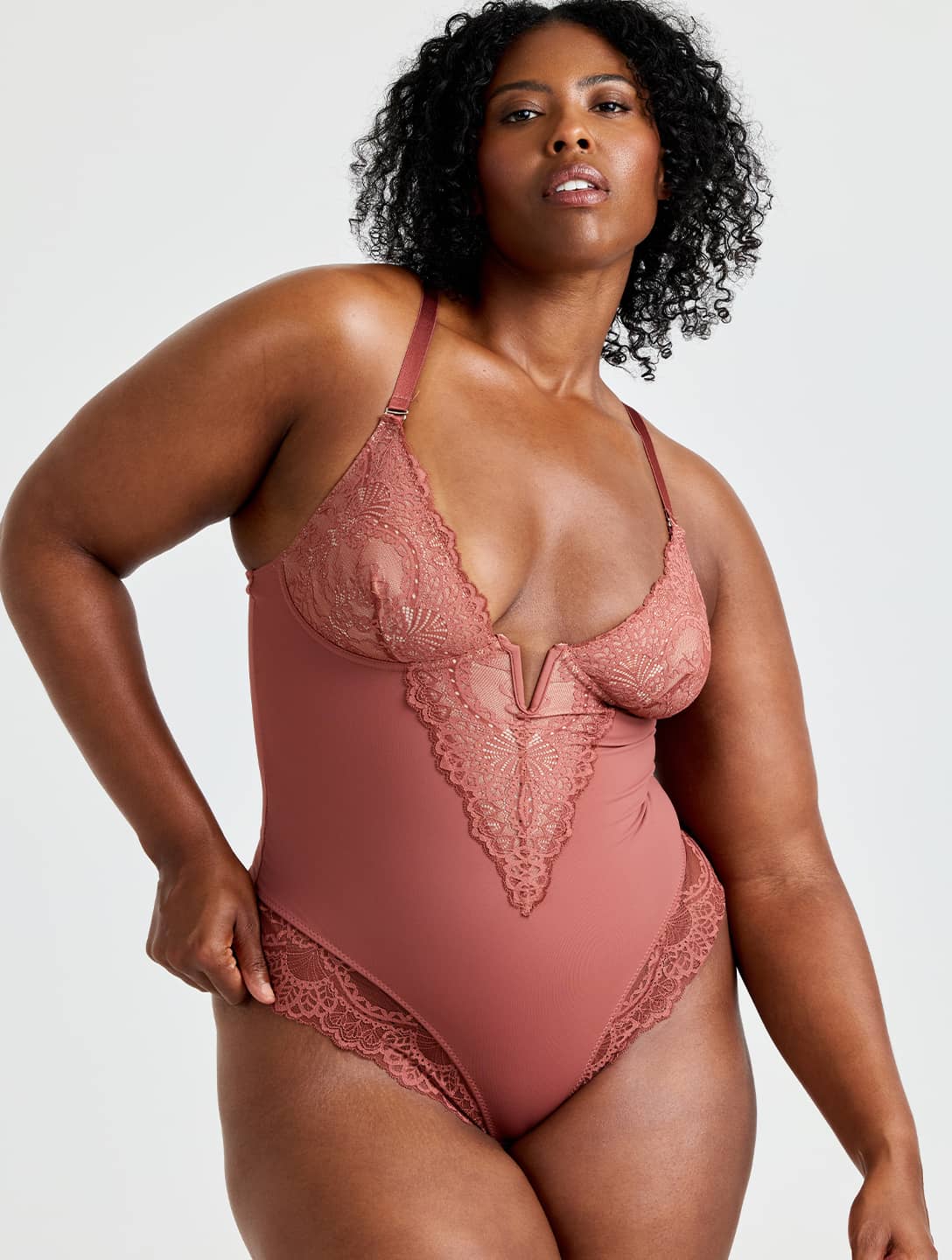 V-Neck Half Laced Bodysuit - Image 15