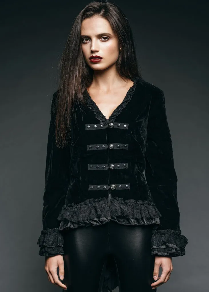 Vampire Royalty Black Tailcoat Velvet Gothic Jacket - Image 2