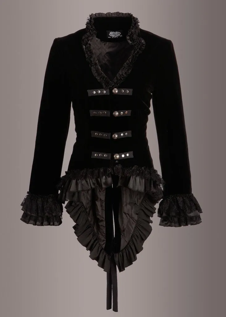 Vampire Royalty Black Tailcoat Velvet Gothic Jacket - Image 4