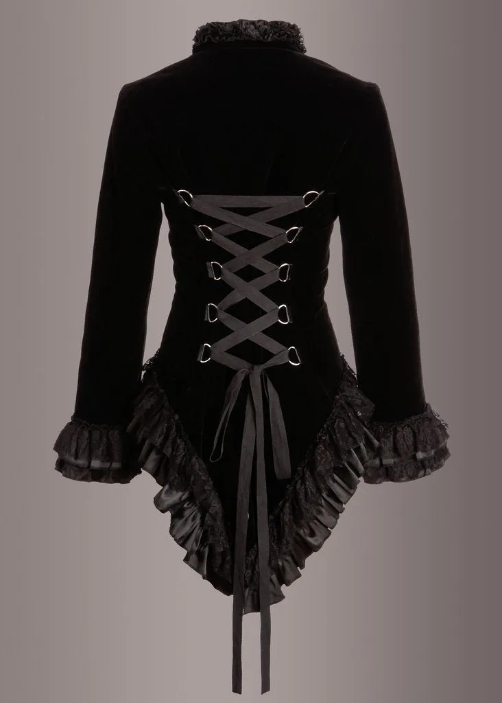 Vampire Royalty Black Tailcoat Velvet Gothic Jacket - Image 5
