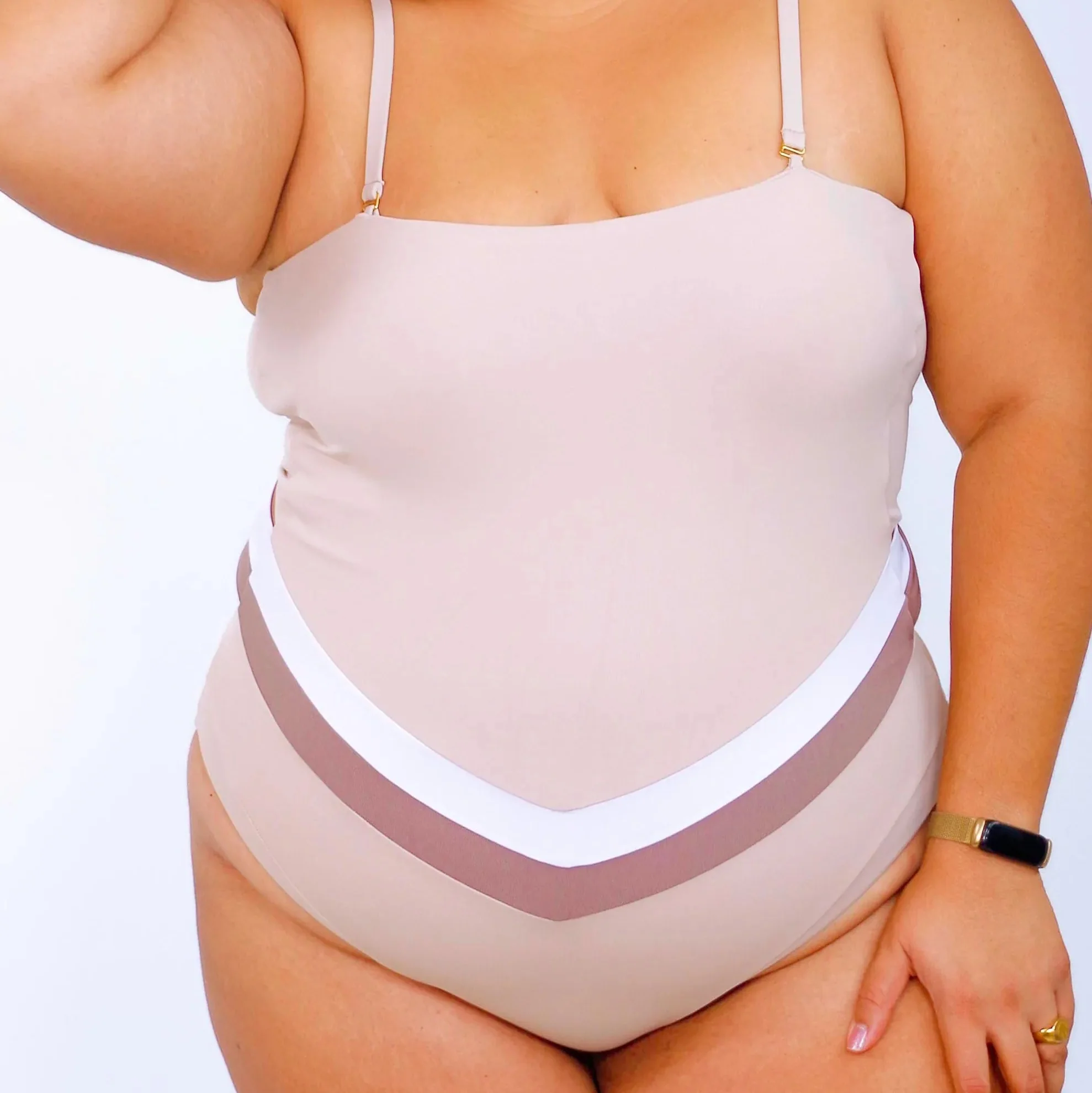 Vee convertible one piece swimsuit, cream - Image 2