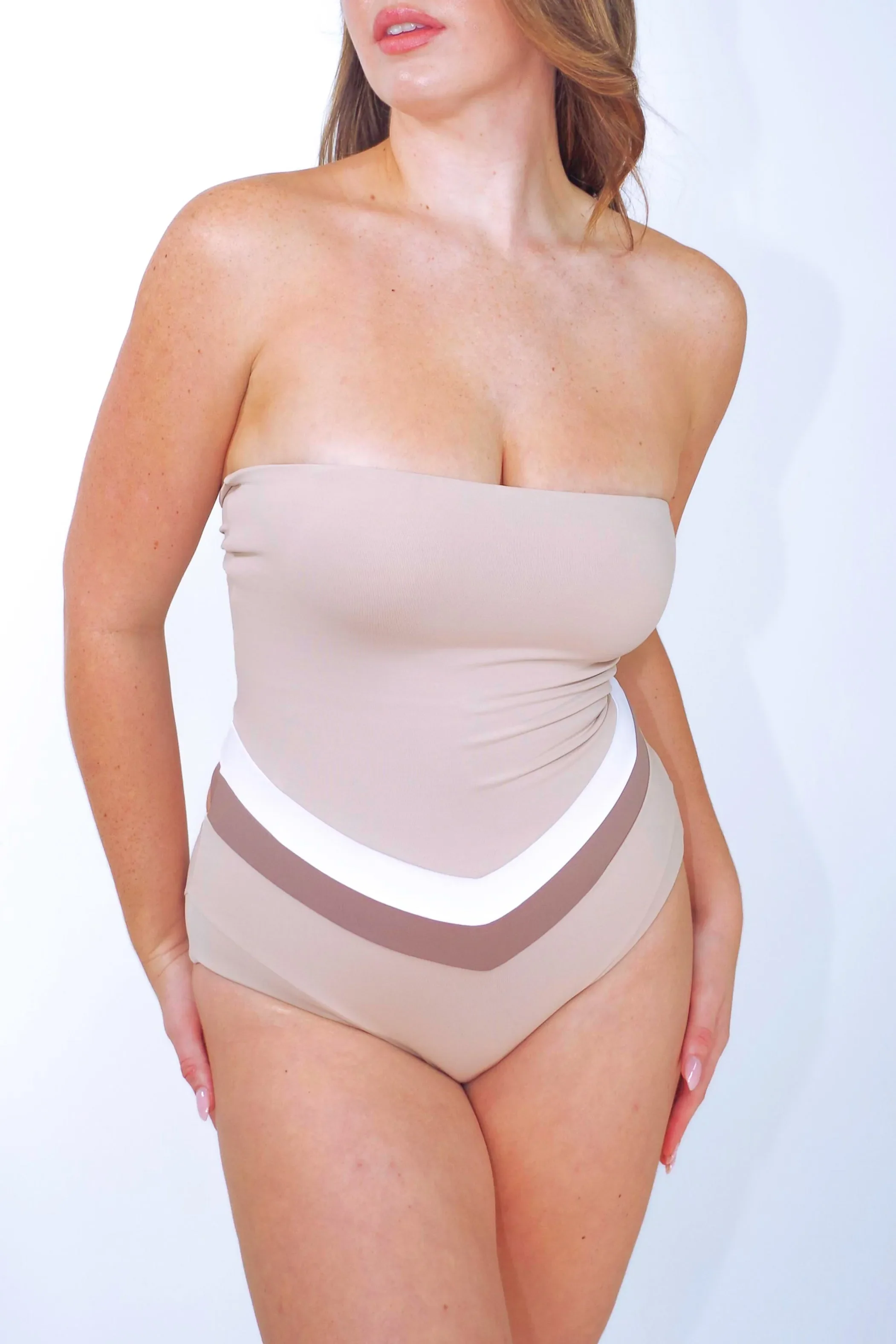 Vee convertible one piece swimsuit, cream - Image 3