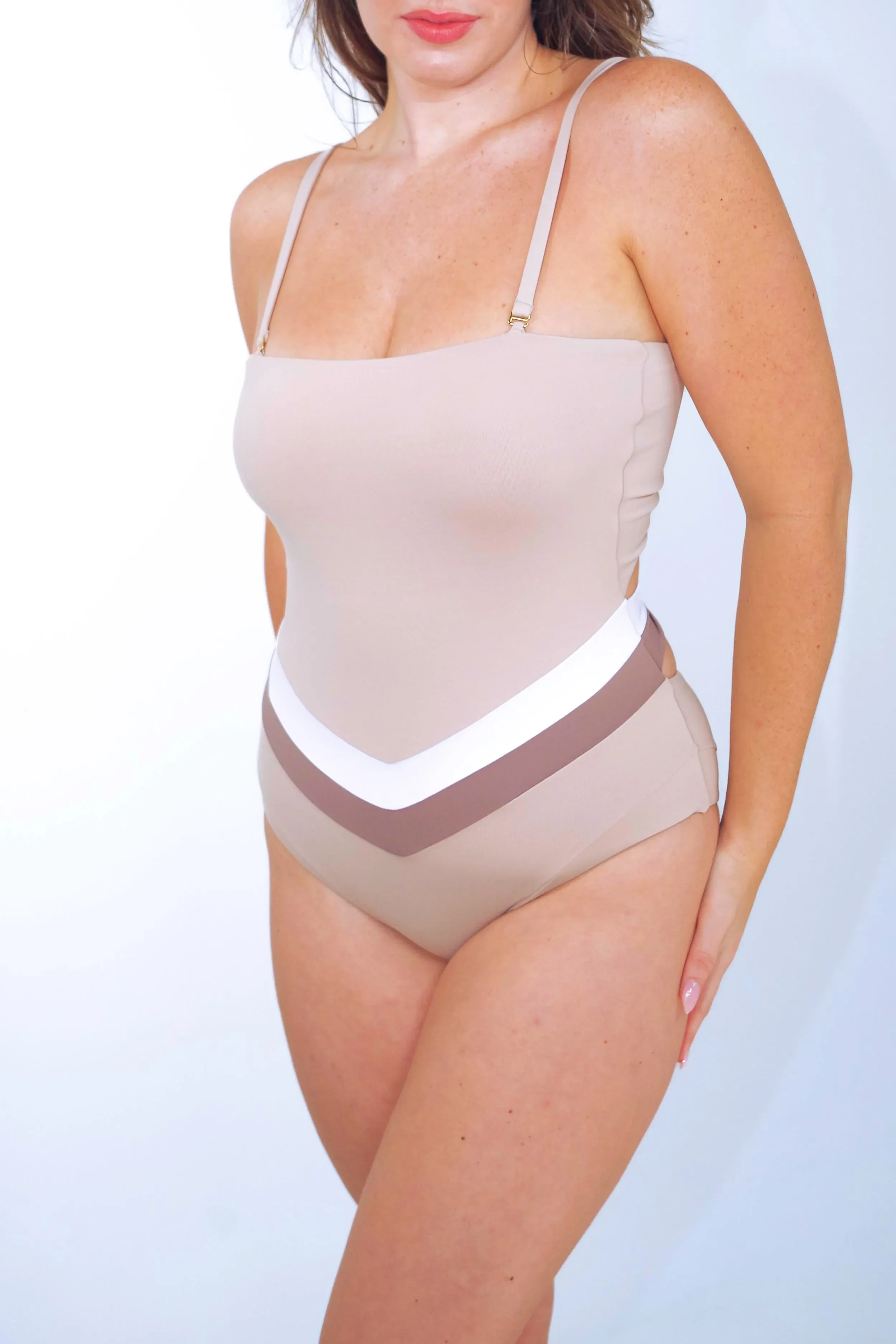 Vee convertible one piece swimsuit, cream - Image 5