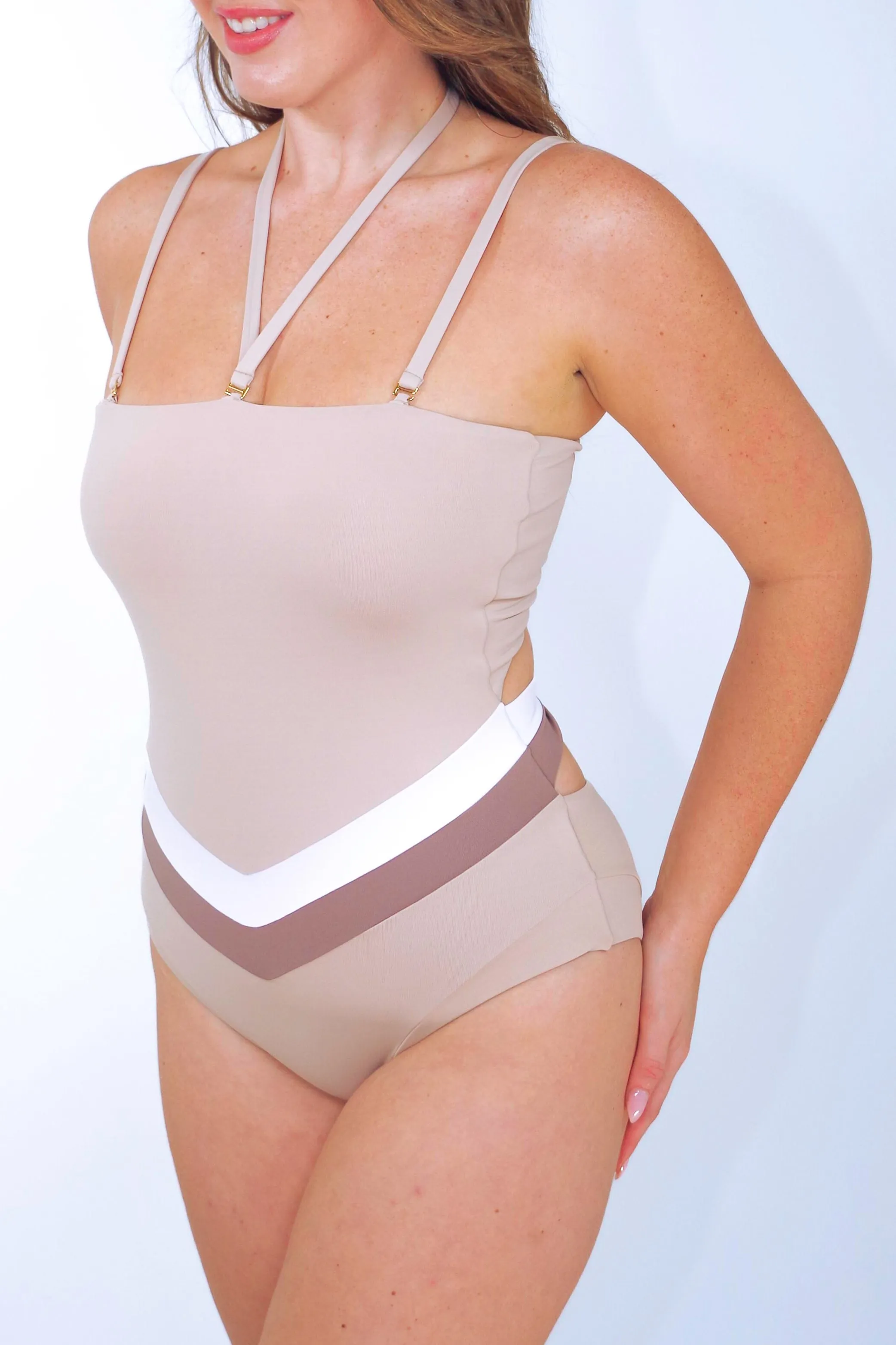 Vee convertible one piece swimsuit, cream - Image 7