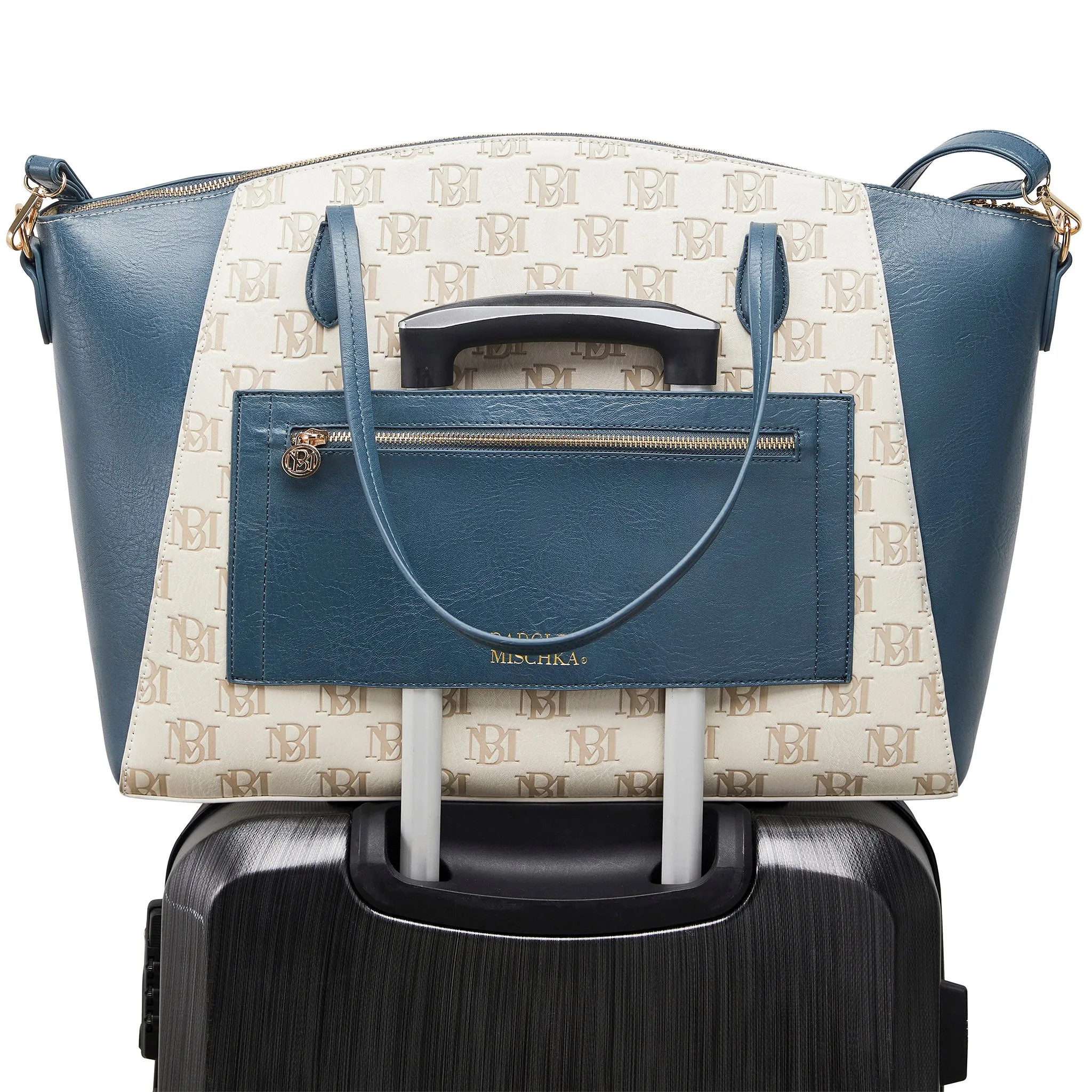 Caroline Vegan Leather Monogram Weekender Duffel Bag - Image 13