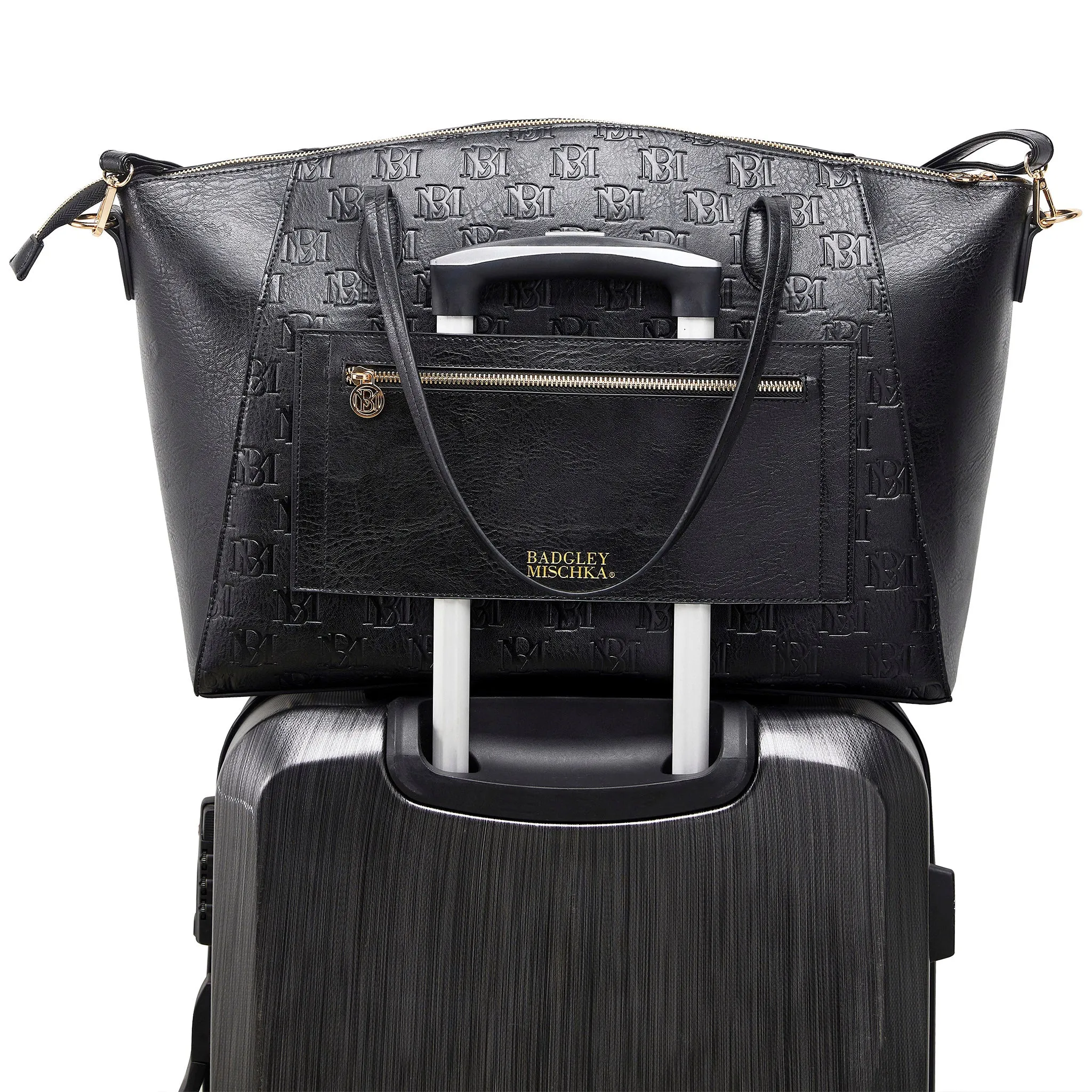 Caroline Vegan Leather Monogram Weekender Duffel Bag - Image 3