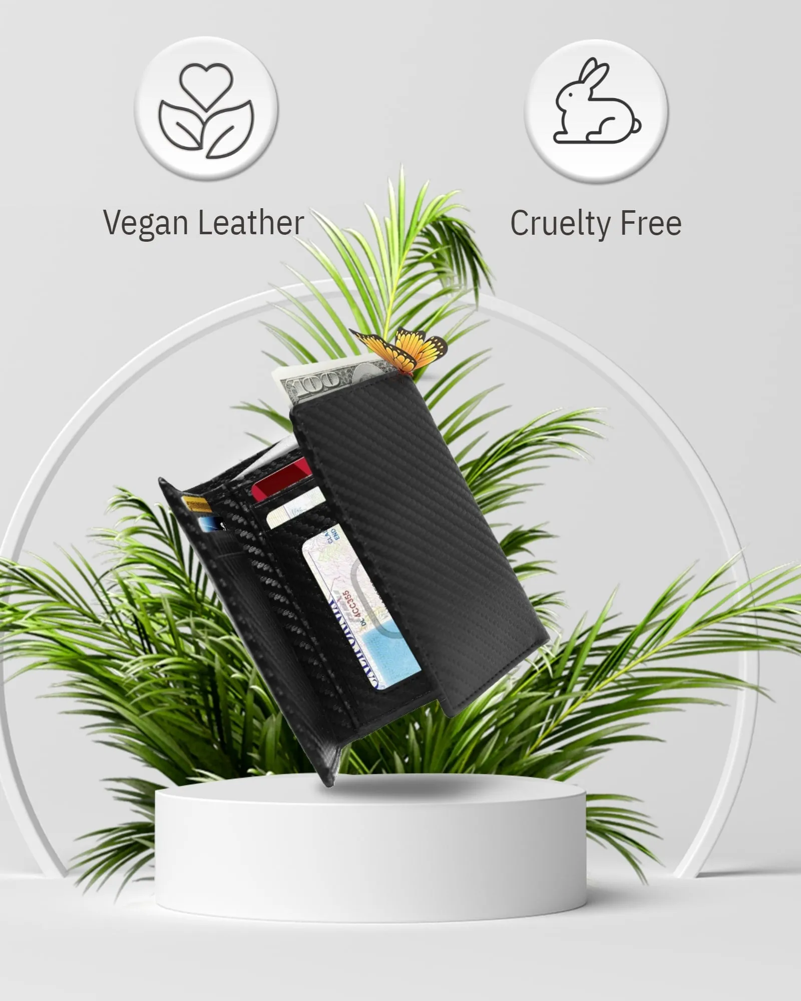 Vegan Trifold Wallet With ID Window - Image 10