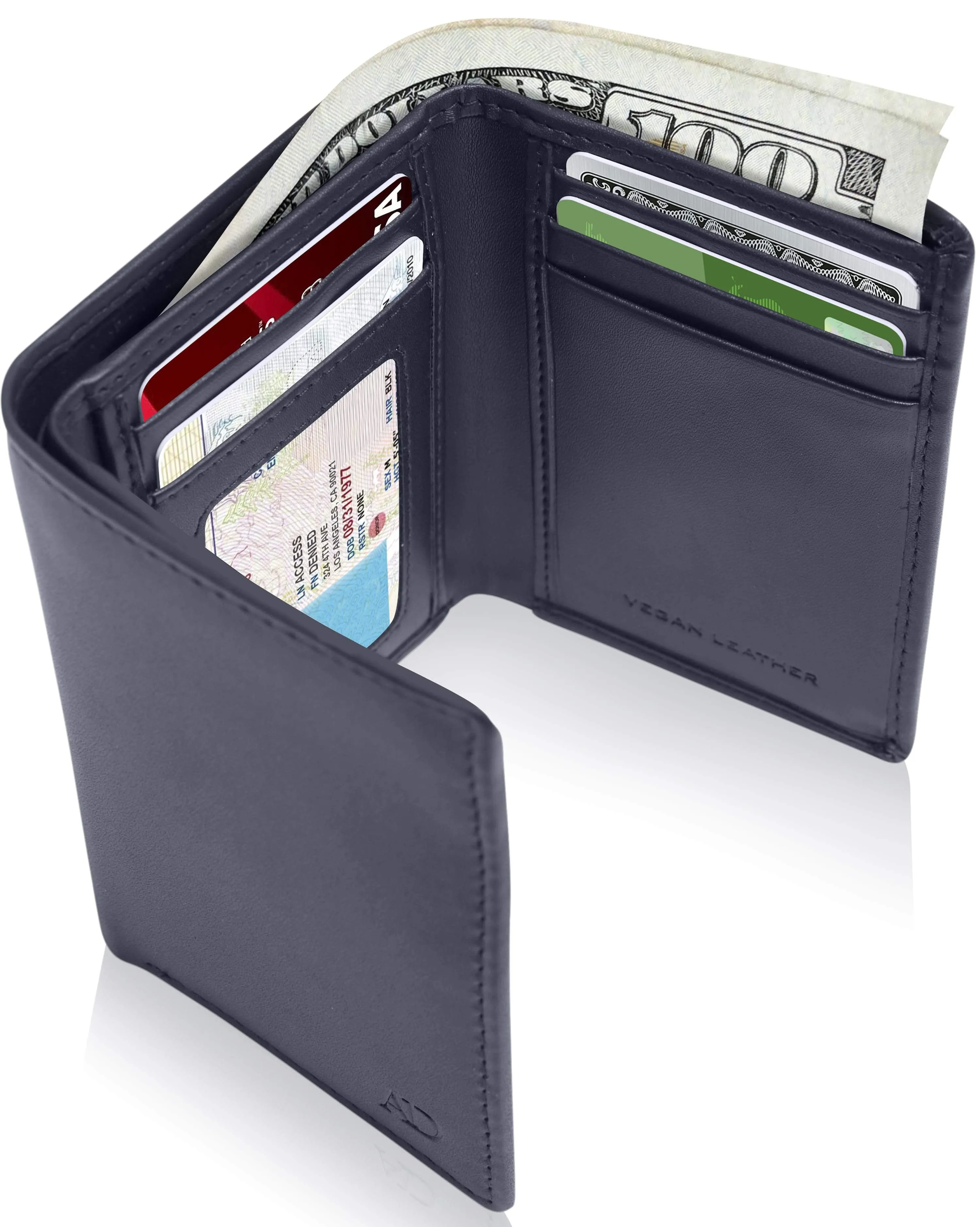 Vegan Trifold Wallet With ID Window - Image 13