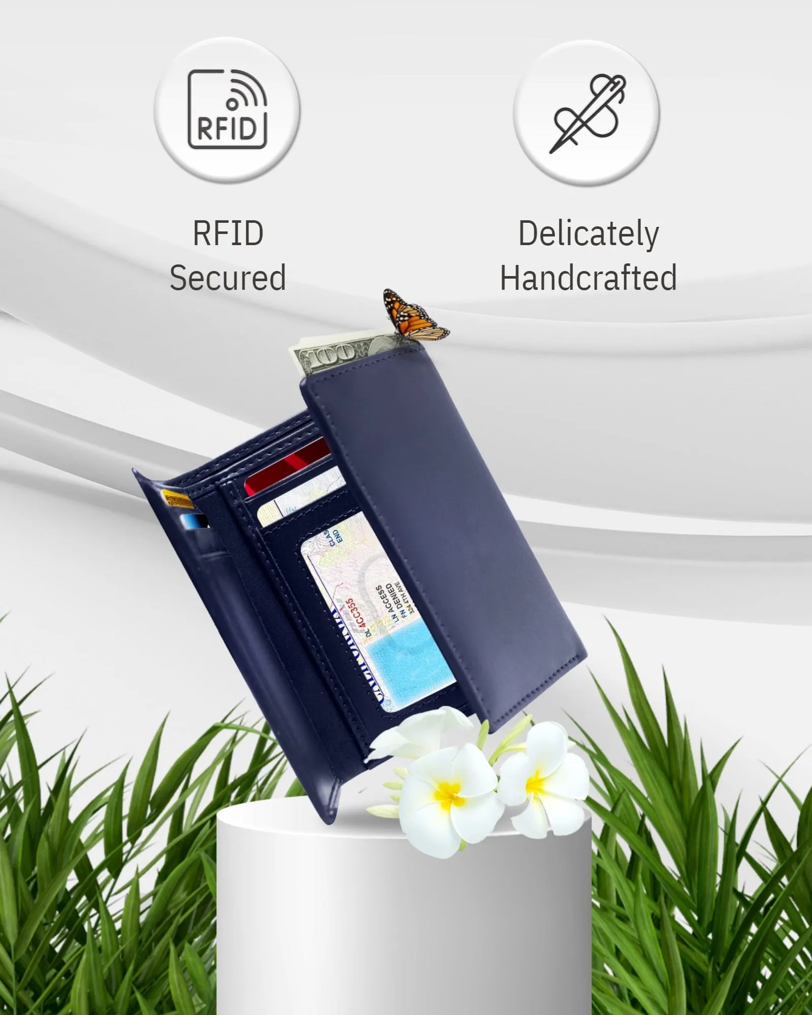 Vegan Trifold Wallet With ID Window - Image 14