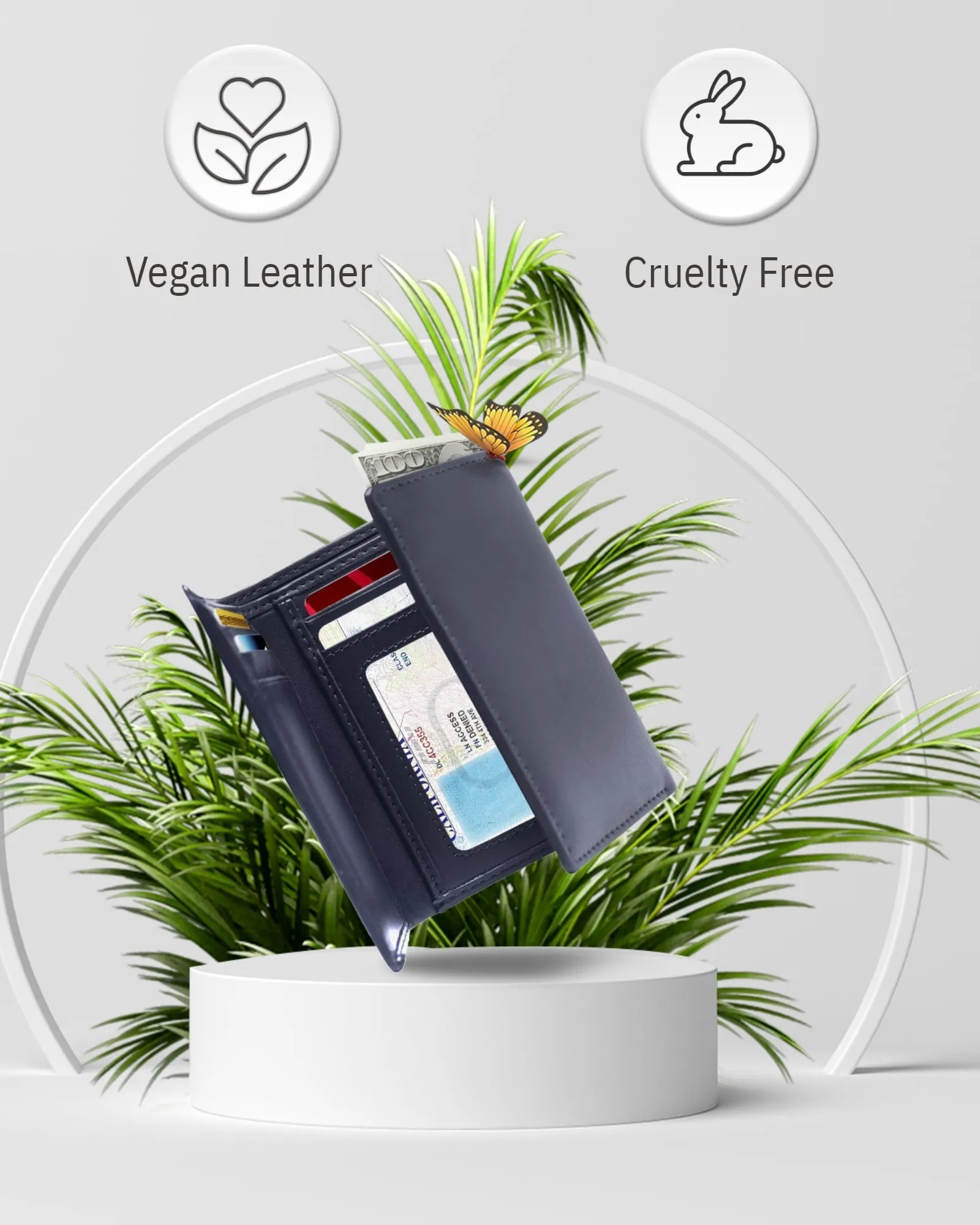 Vegan Trifold Wallet With ID Window - Image 16