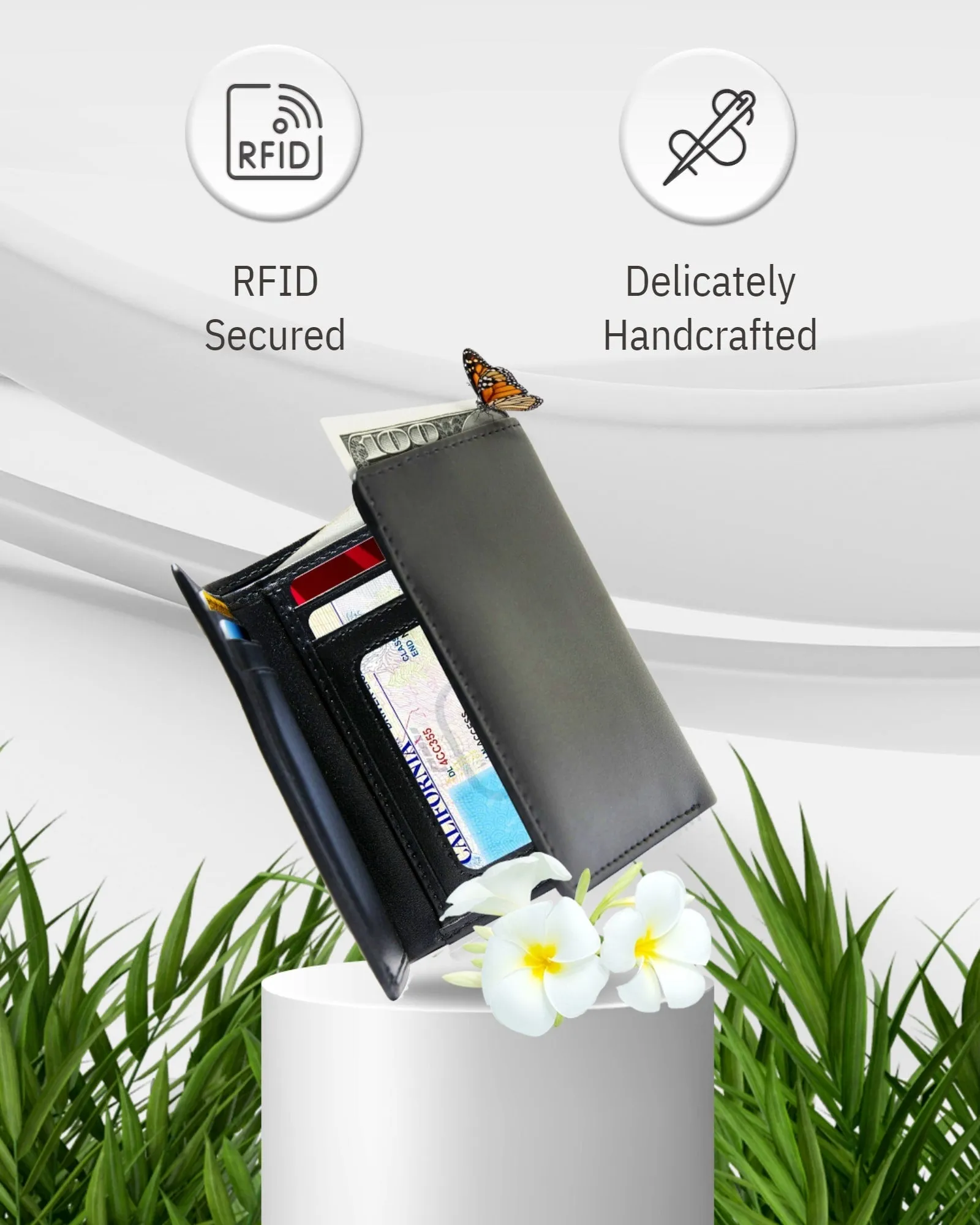 Vegan Trifold Wallet With ID Window - Image 2