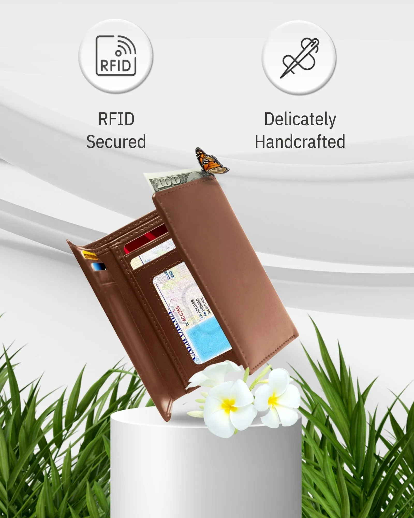Vegan Trifold Wallet With ID Window - Image 20