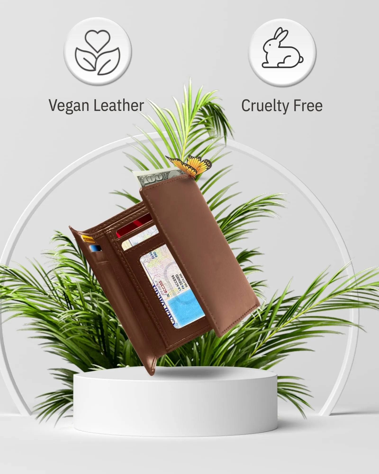 Vegan Trifold Wallet With ID Window - Image 22