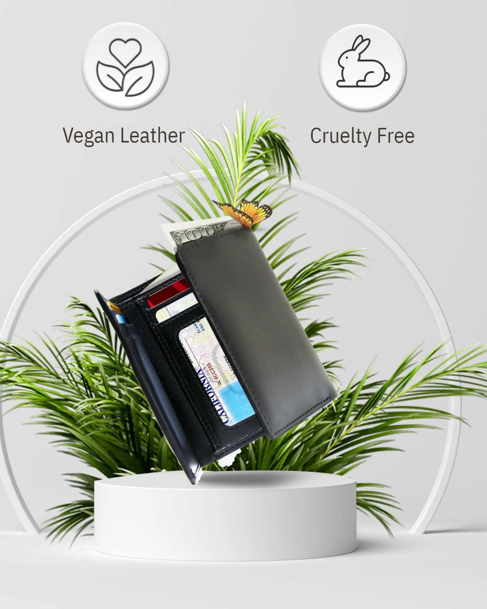 Vegan Trifold Wallet With ID Window - Image 4