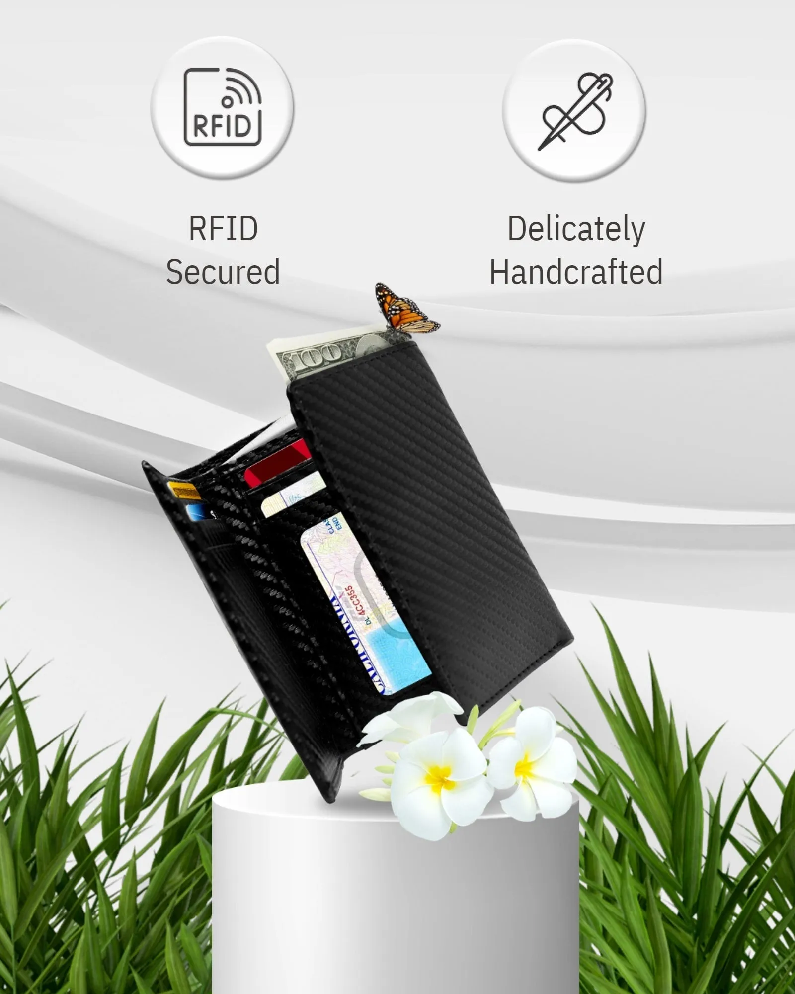 Vegan Trifold Wallet With ID Window - Image 7