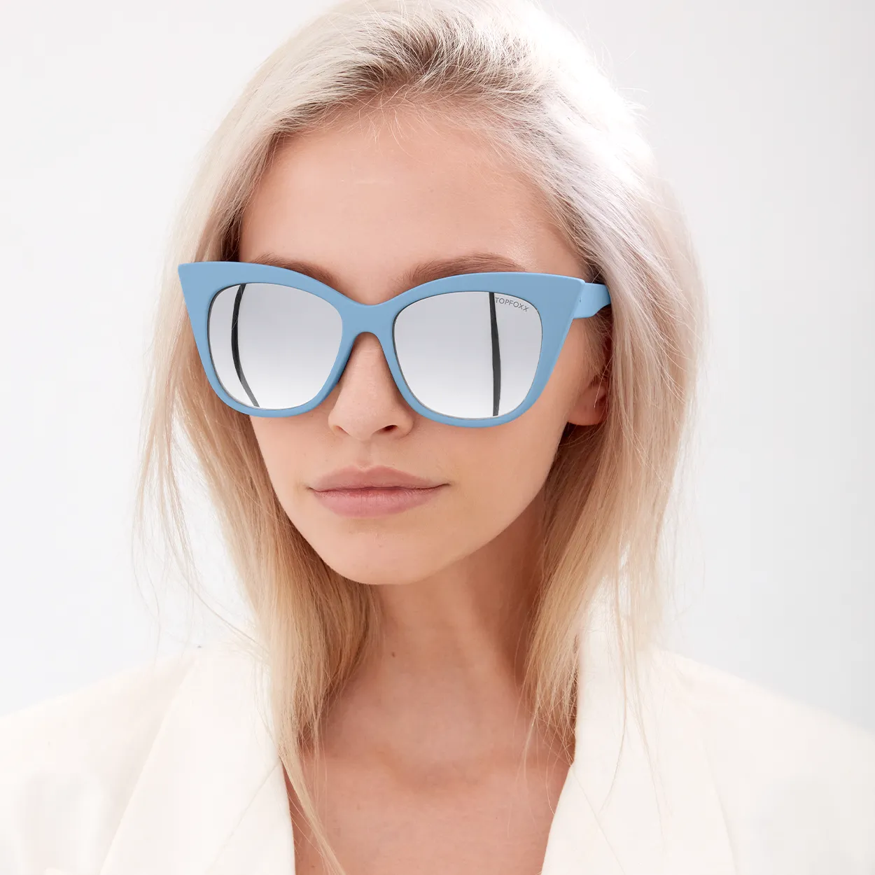 Venice Cateye Sunglasses - Blue - Silver - Image 3