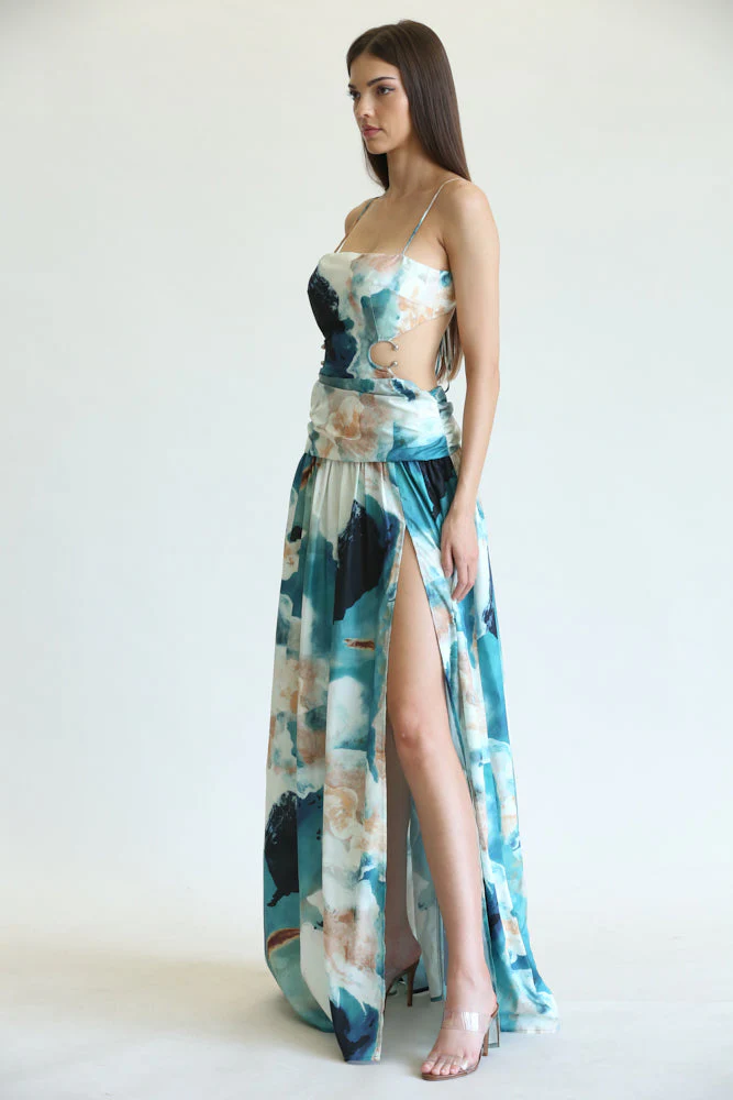 Verity - Watercolor Floral Print Pattern Dress - Image 2