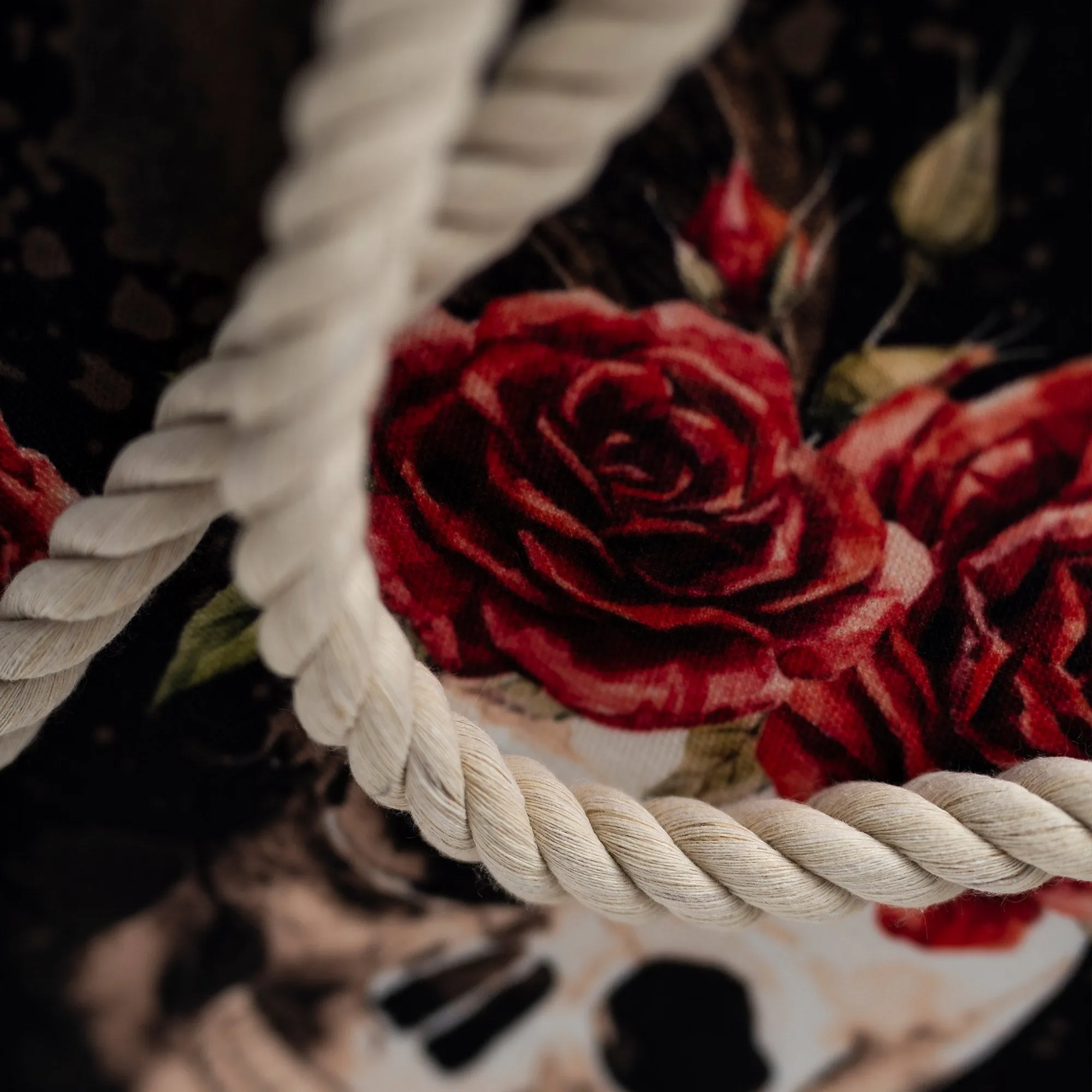 Vintage Flower Skull Shoulder Beach Bag - Image 6